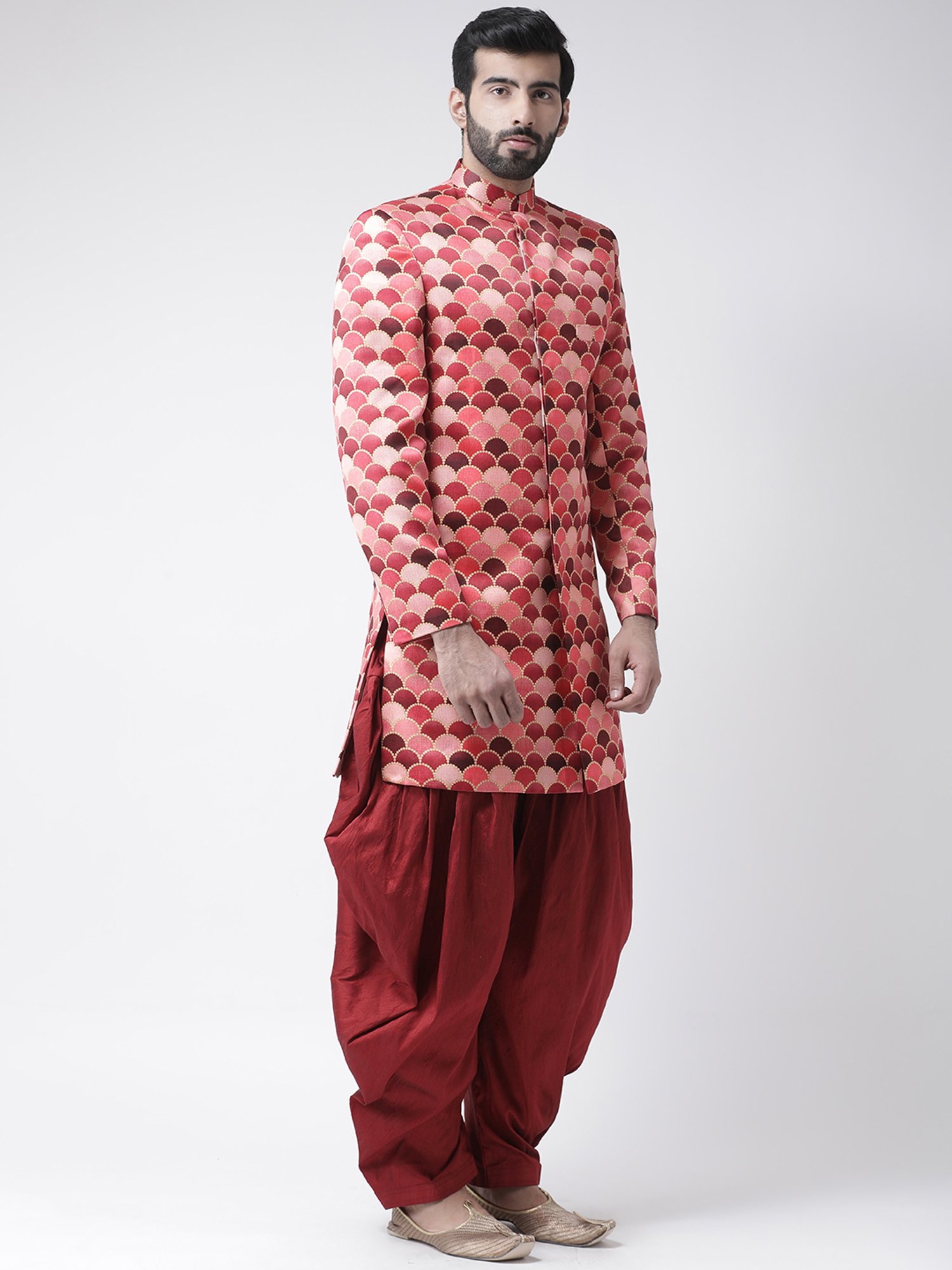 Hang up Red Regular fit Printed Sherwani
