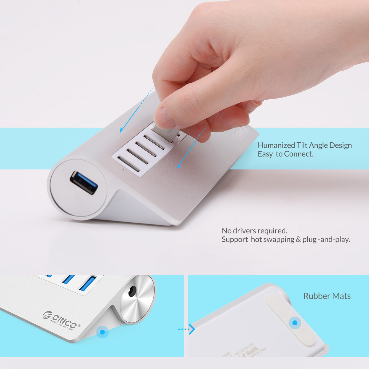 Madeng USB 3.0 HUB Adapter Extender Mini Splitter Box 3 Ports for PC Laptop Macbook Mobile Phone High Speed U Disk Reader