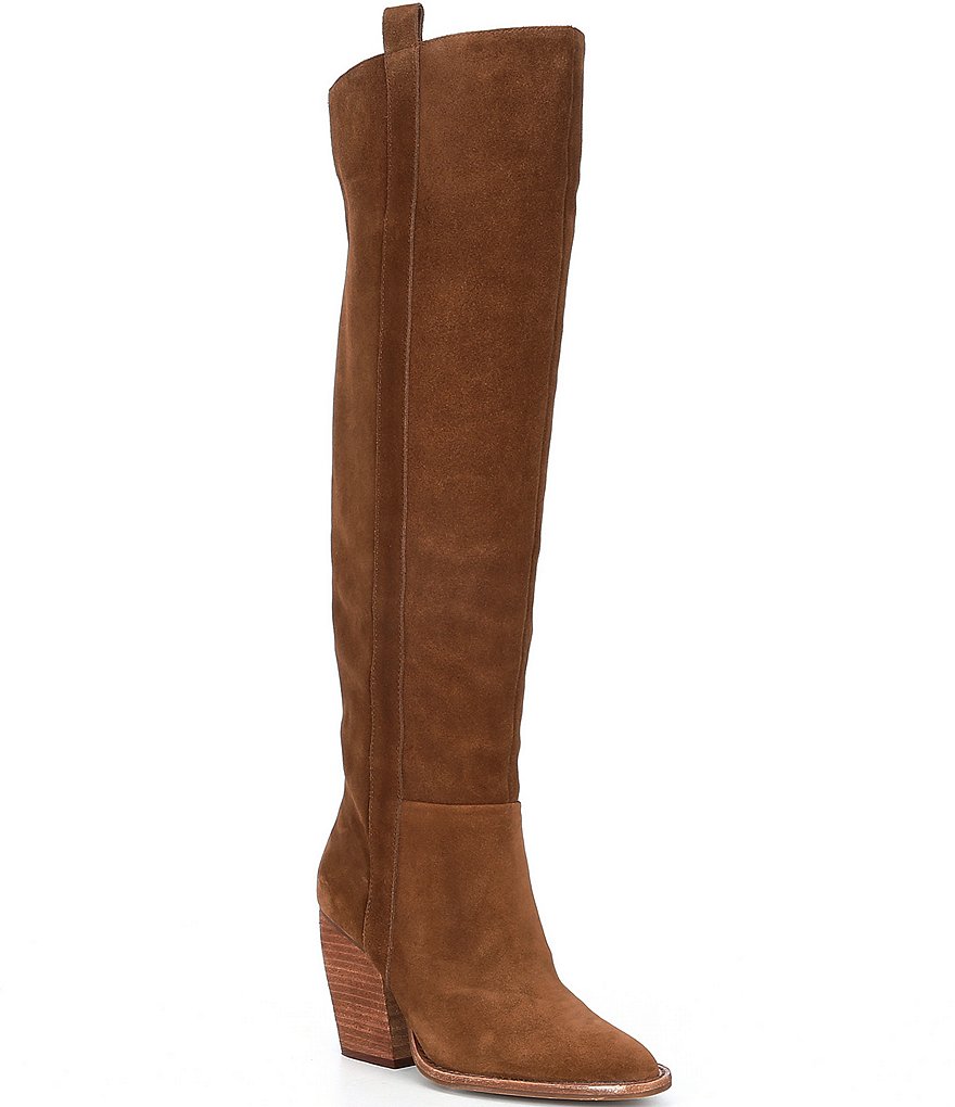 Gianni Bini Bhannks Suede Over-the-Knee Stack Heel Boots