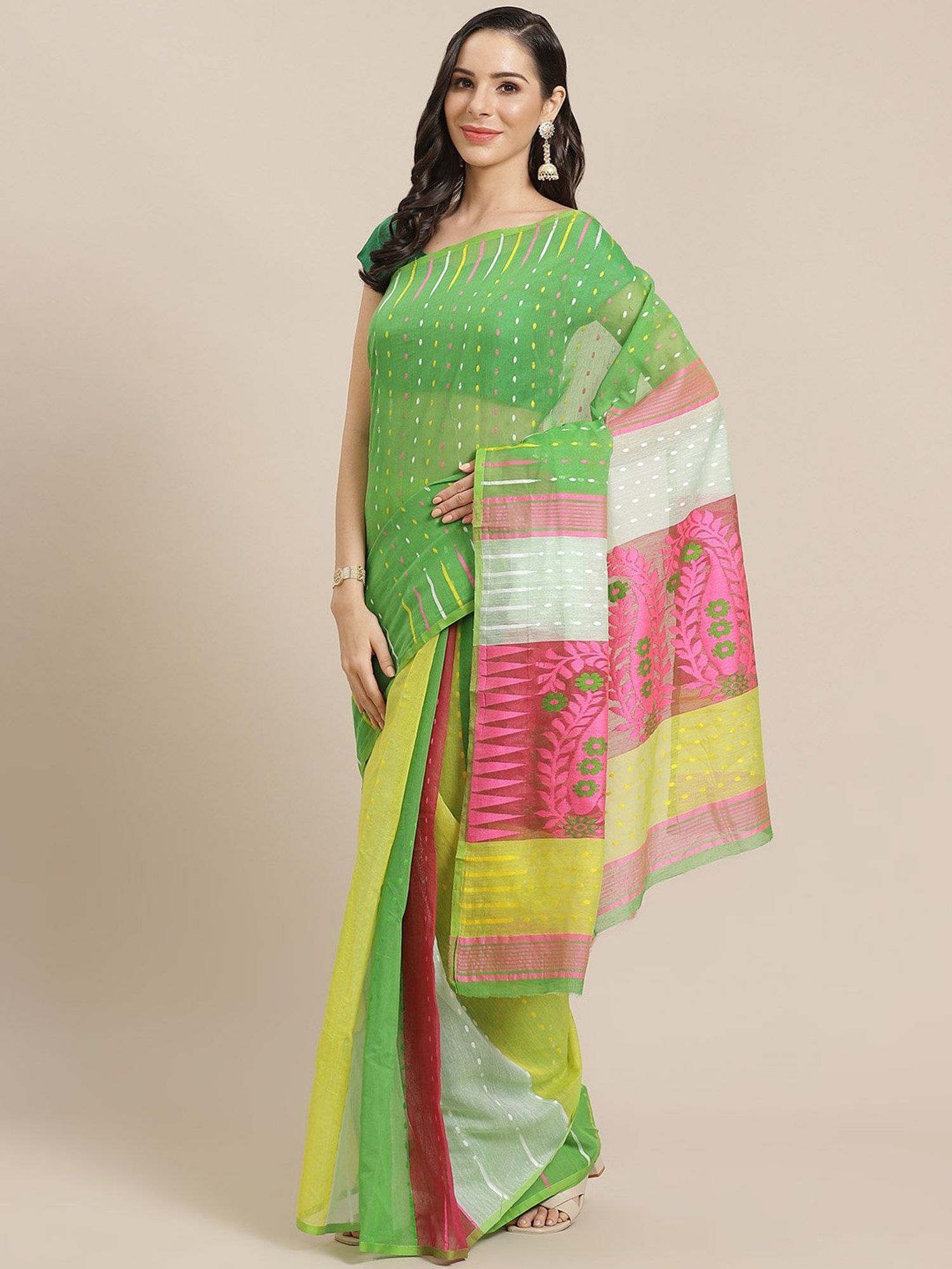 Kalakari India Green Woven Saree