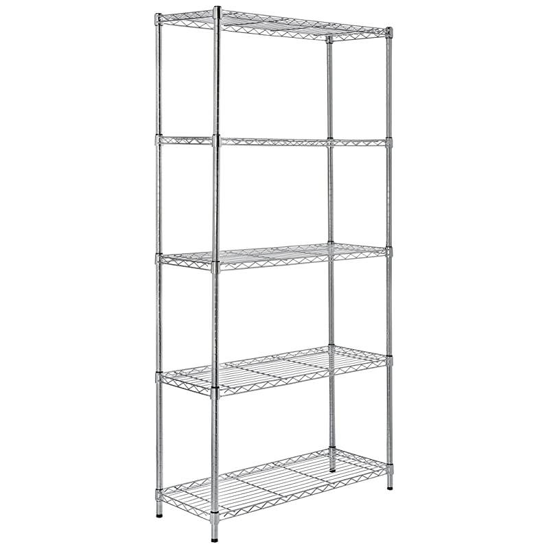 Basics 5-Shelf Adjustable, Storage Shelving Unit, Steel Organizer Wire Rack, Chrome & 3-Shelf Adjustable, Heavy Duty Storage Shelving Unit, Steel Organizer Wire Rack, Chrome