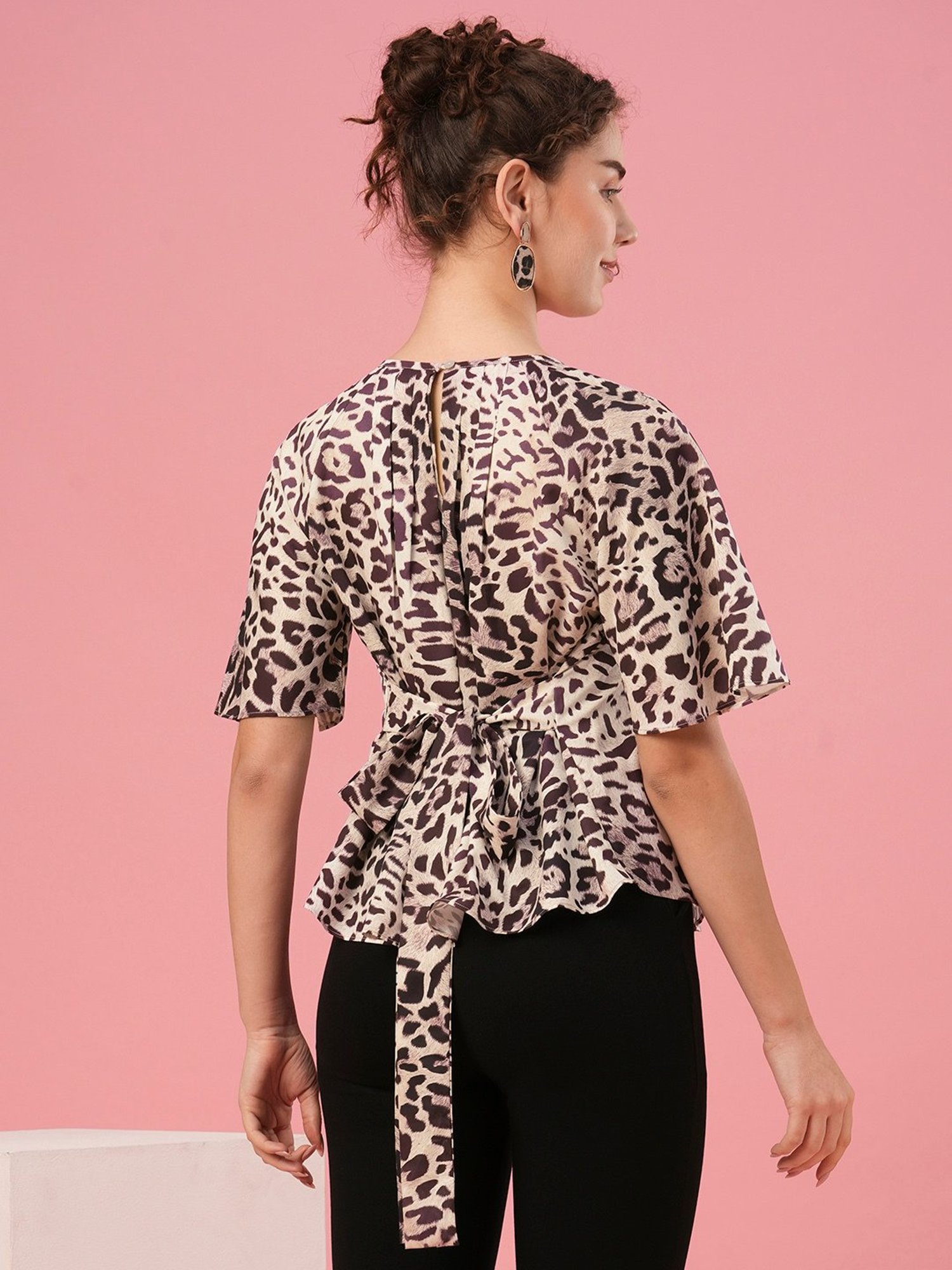 Globus Brown & Black Animal Print Top