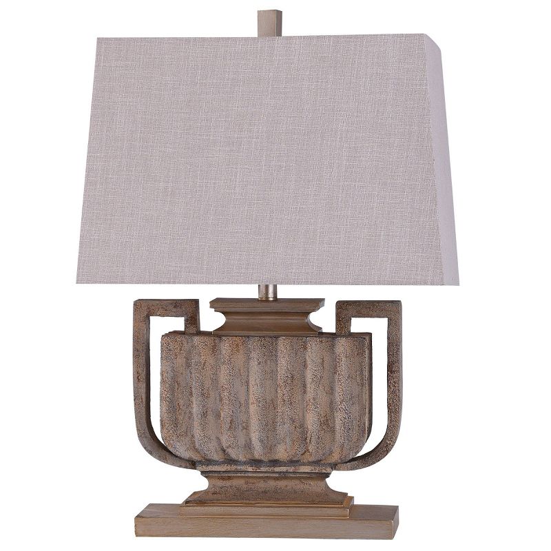 Wembley Ribbed Urn Table Lamp with Tapered Rectangle Shade Brown - StyleCraft