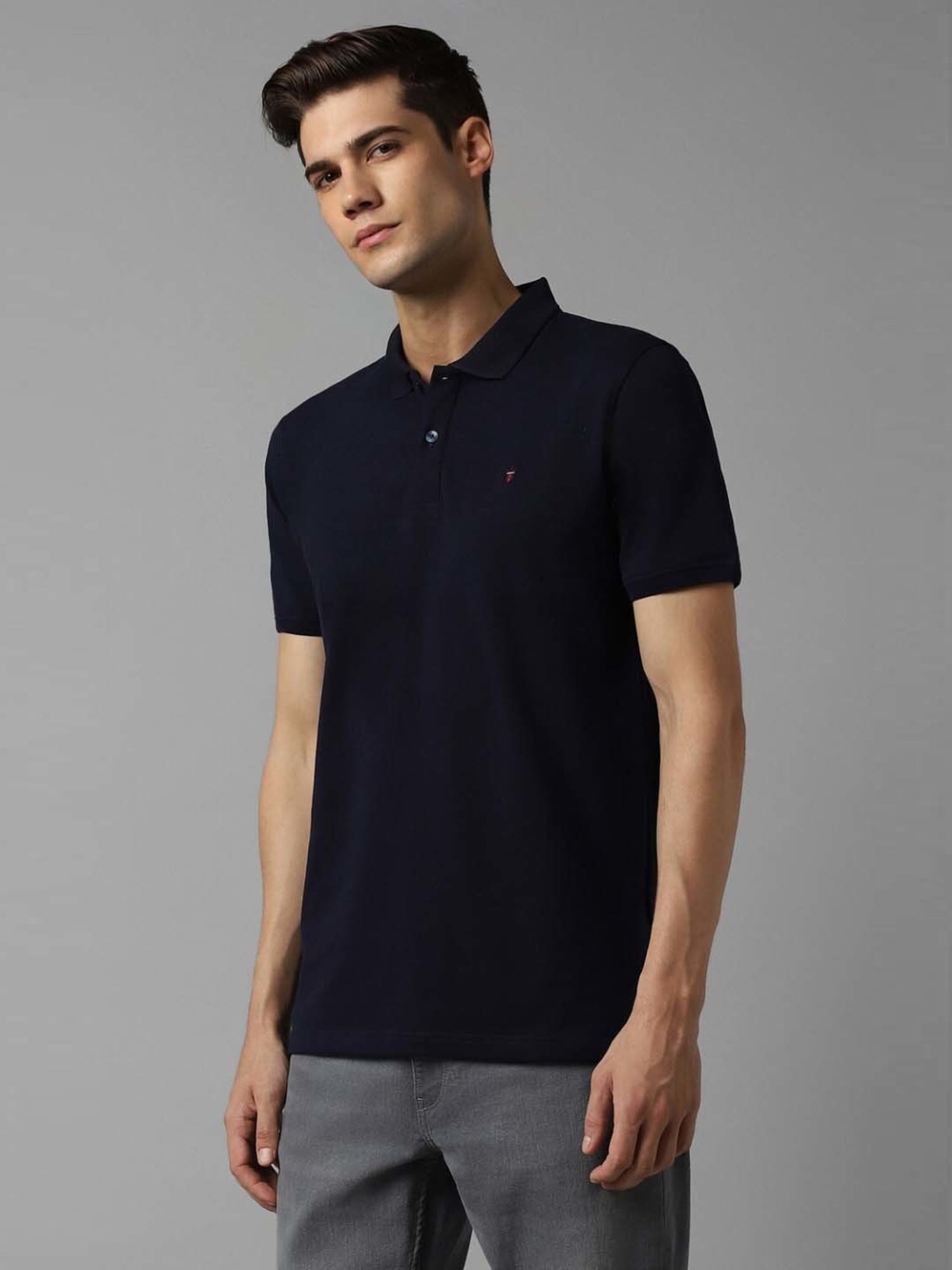 Louis Philippe Navy Slim Fit Polo T-Shirt