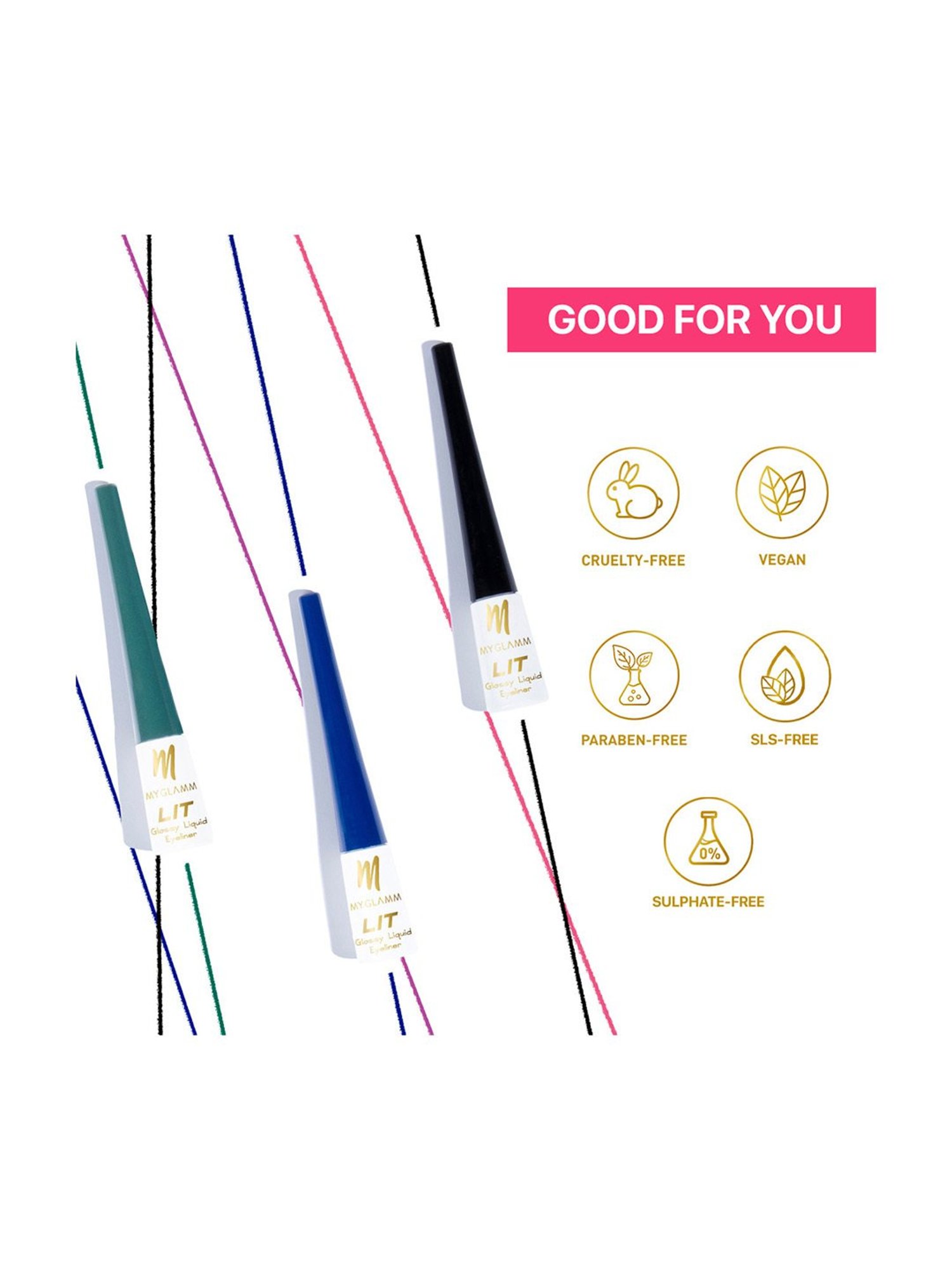 KINDED Liquid Eye Liner Golden Glaze & Greyish Silver Combo