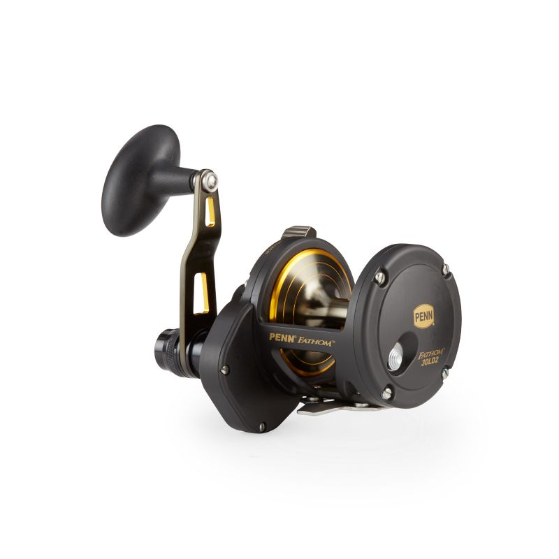 Penn FTH30LD2 Fathom Lever Drag 2 Speed Right Handed Compact Fishing Reel w/ Full Metal Body & Side Plates, Stainless Steel Main & Pinion Gear, Black
