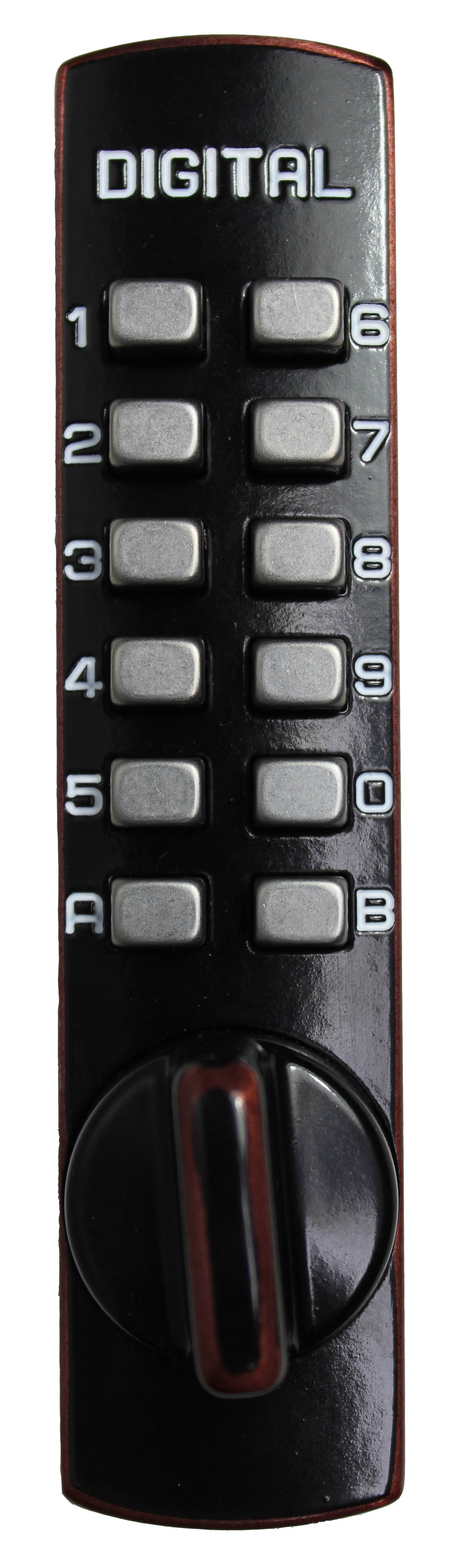 LockeyUSA C150 Mechanical,  Keyless Entry, Digital Door Lock, Surface Mount Hook Bolt Lock for Sliding Door, Antique Brass