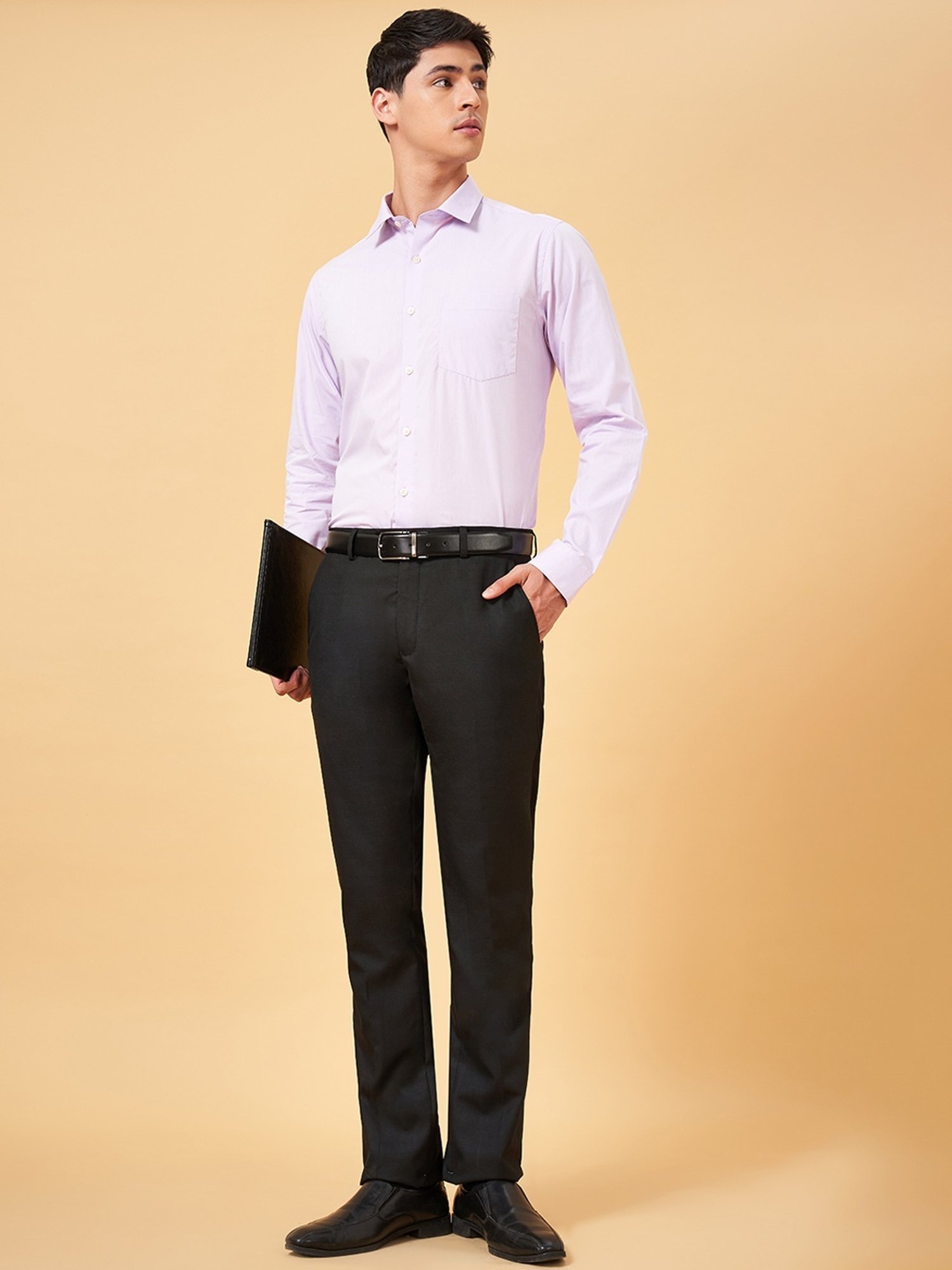 Peregrine By Pantaloons Jet Black Slim Fit Trousers