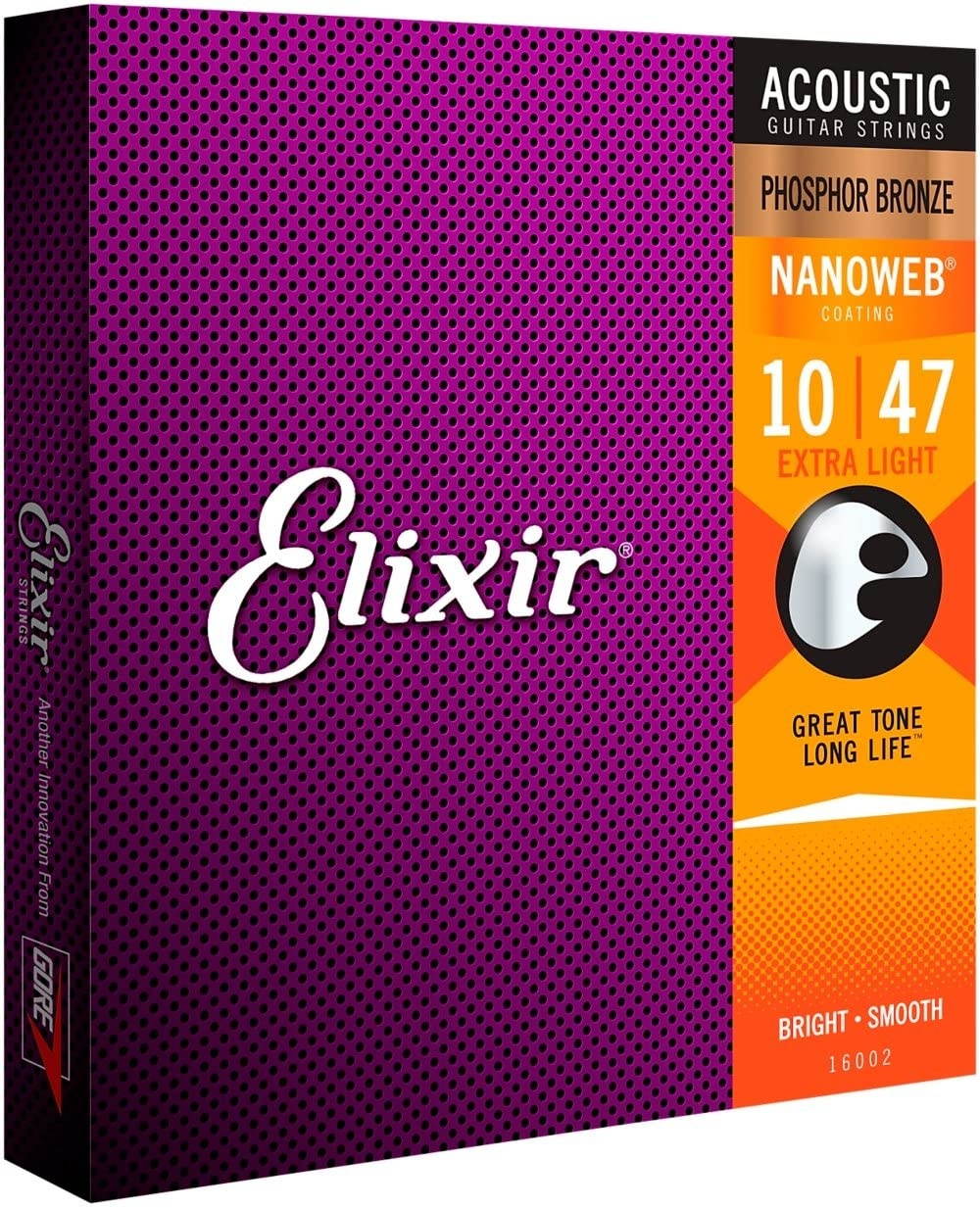 Elixir 16002 Phosphor Bronze Ultra Thin NanoWeb Extra Light Acoustic Guitar Strings (10