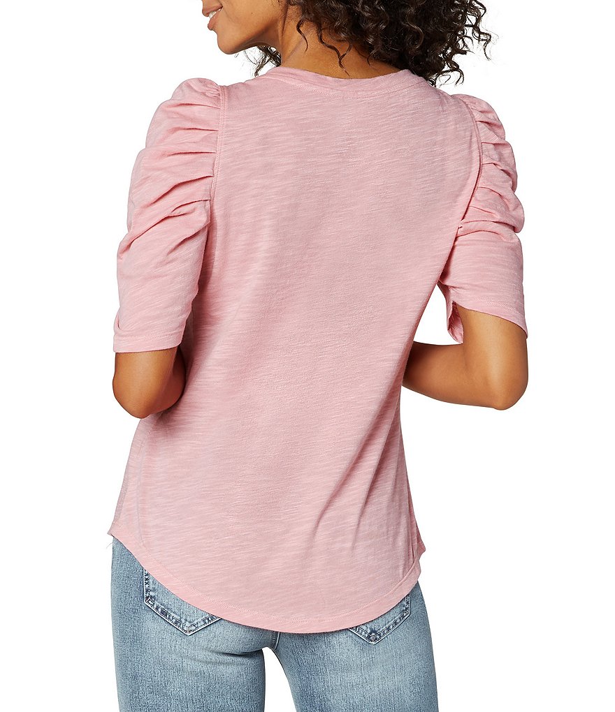 Liverpool Los Angeles Gathered Short Sleeve Slub Jersey Tee