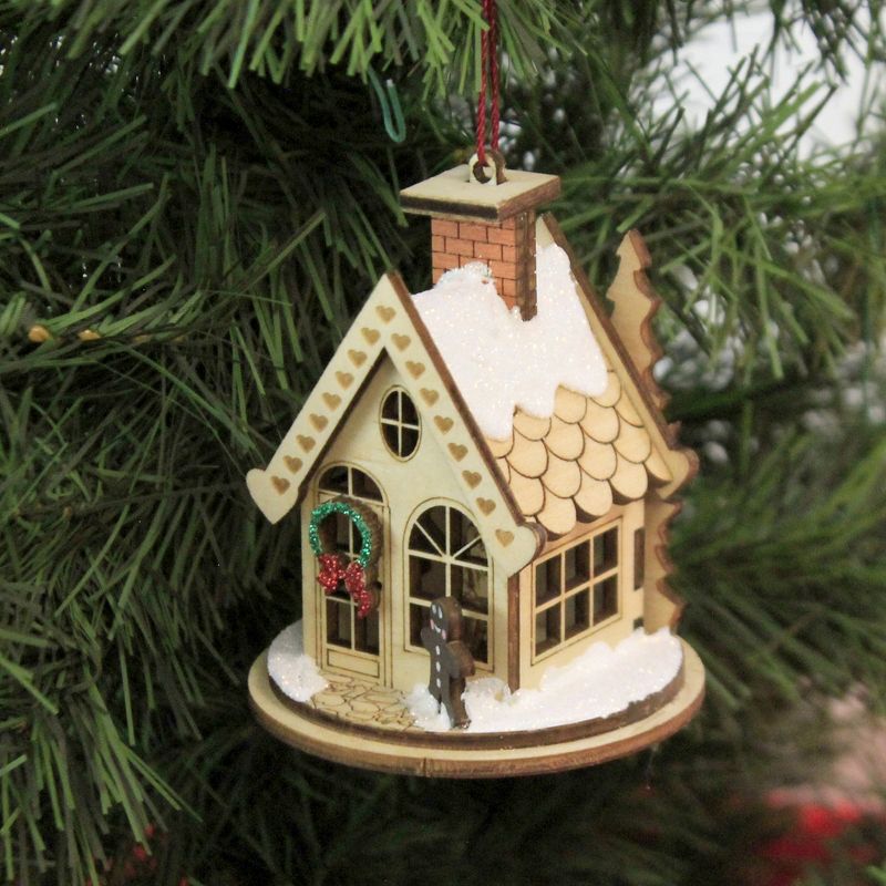 Ginger Cottages 3.25" Gingerbread Cottage Ornament Wreath House  -  Tree Ornaments