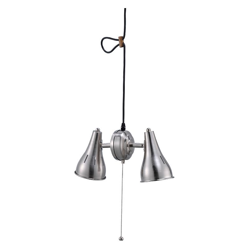 7" Traditional Metal Cone Pendant Hanging Ceiling Lamp Silver - Ore International