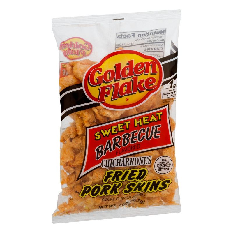 Golden Flake Sweet Heat Barbecue Chicharrones Fried Pork Skins - 2oz