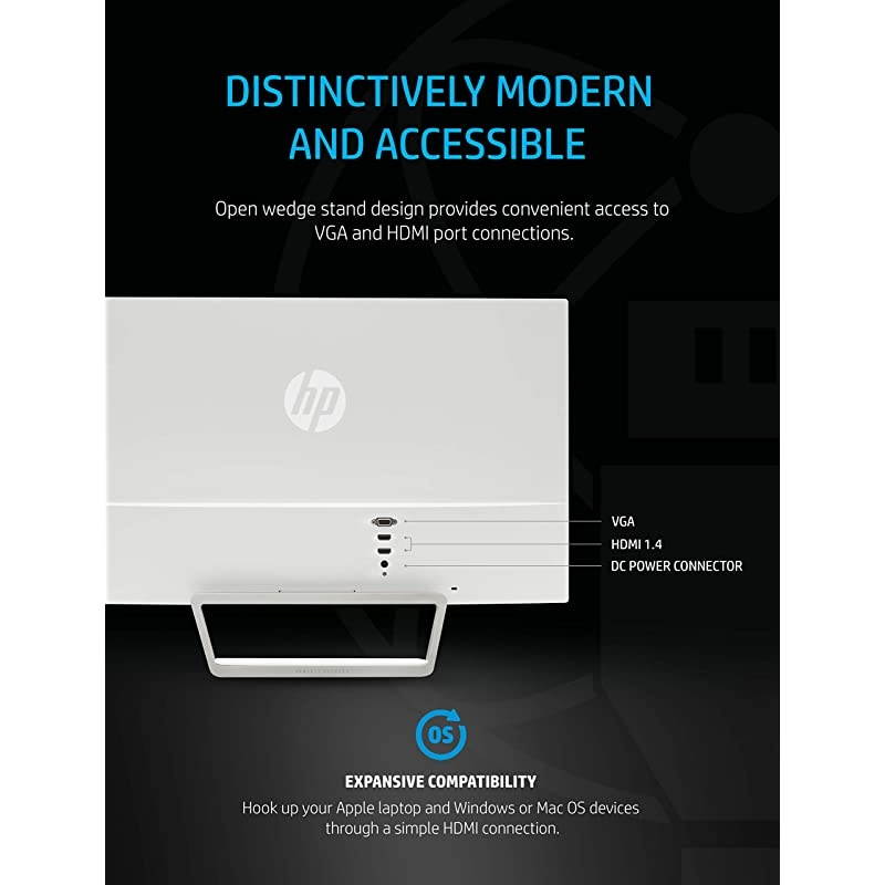 27er 27-Inch Full HD 1080p IPS LED Monitor with Frameless Bezel and VGA & HDMI (T3M88AA), White