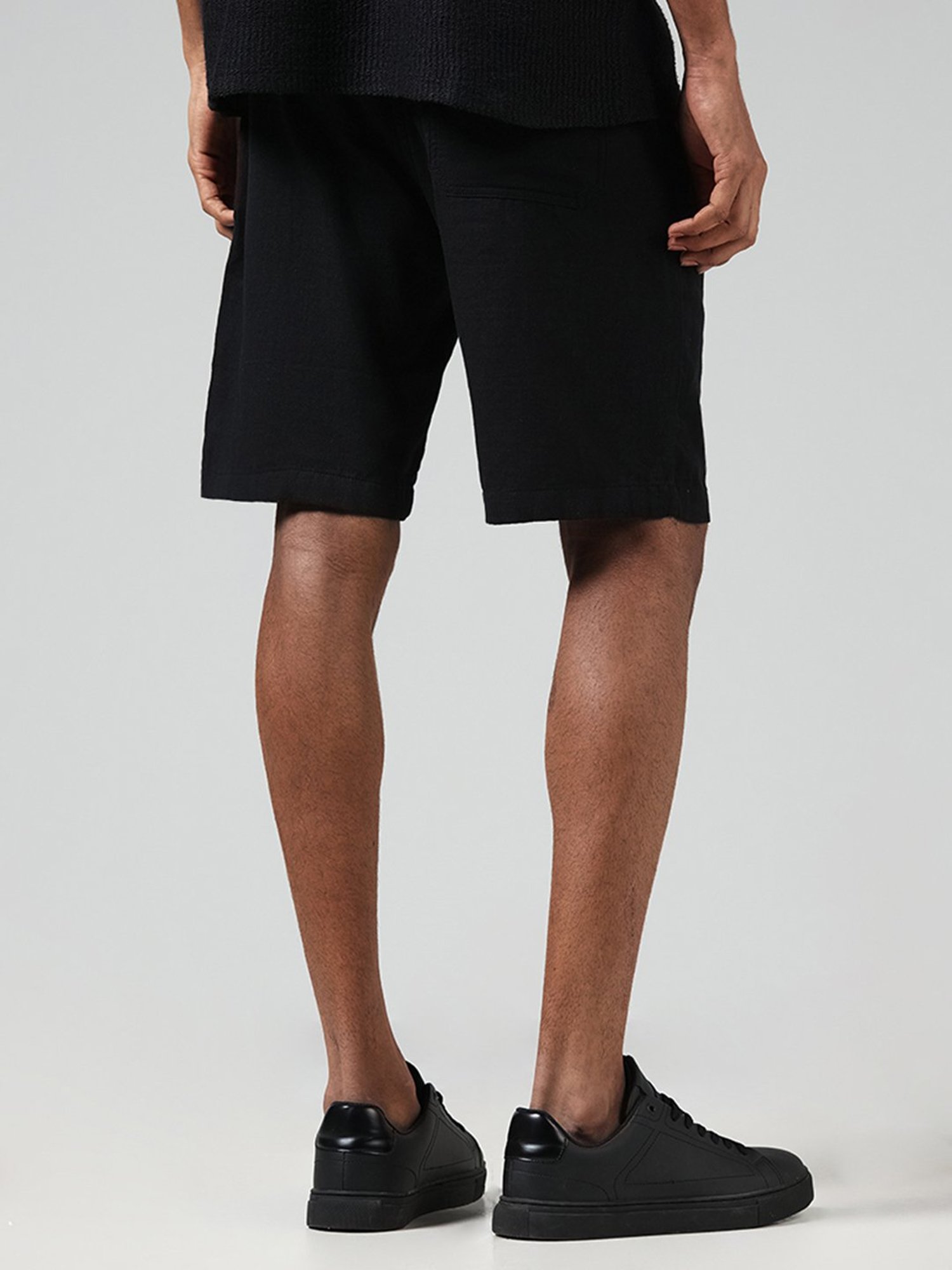 ETA by Westside Solid Black Slim Fit Shorts