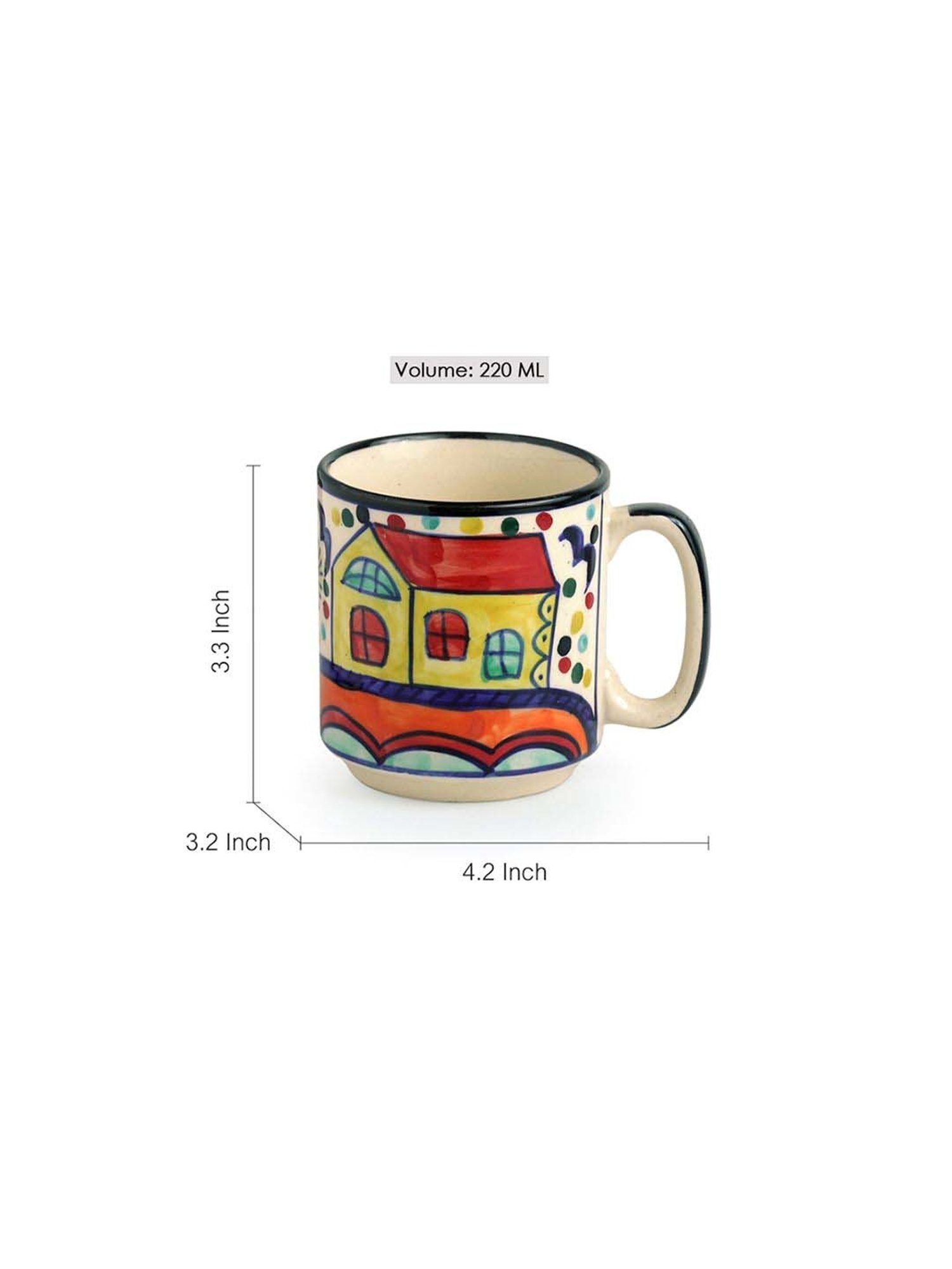 ExclusiveLane Strokes Of Paint- The Hut Multicolor Ceramic Coffee Cup (0.22 L) - Set of 12