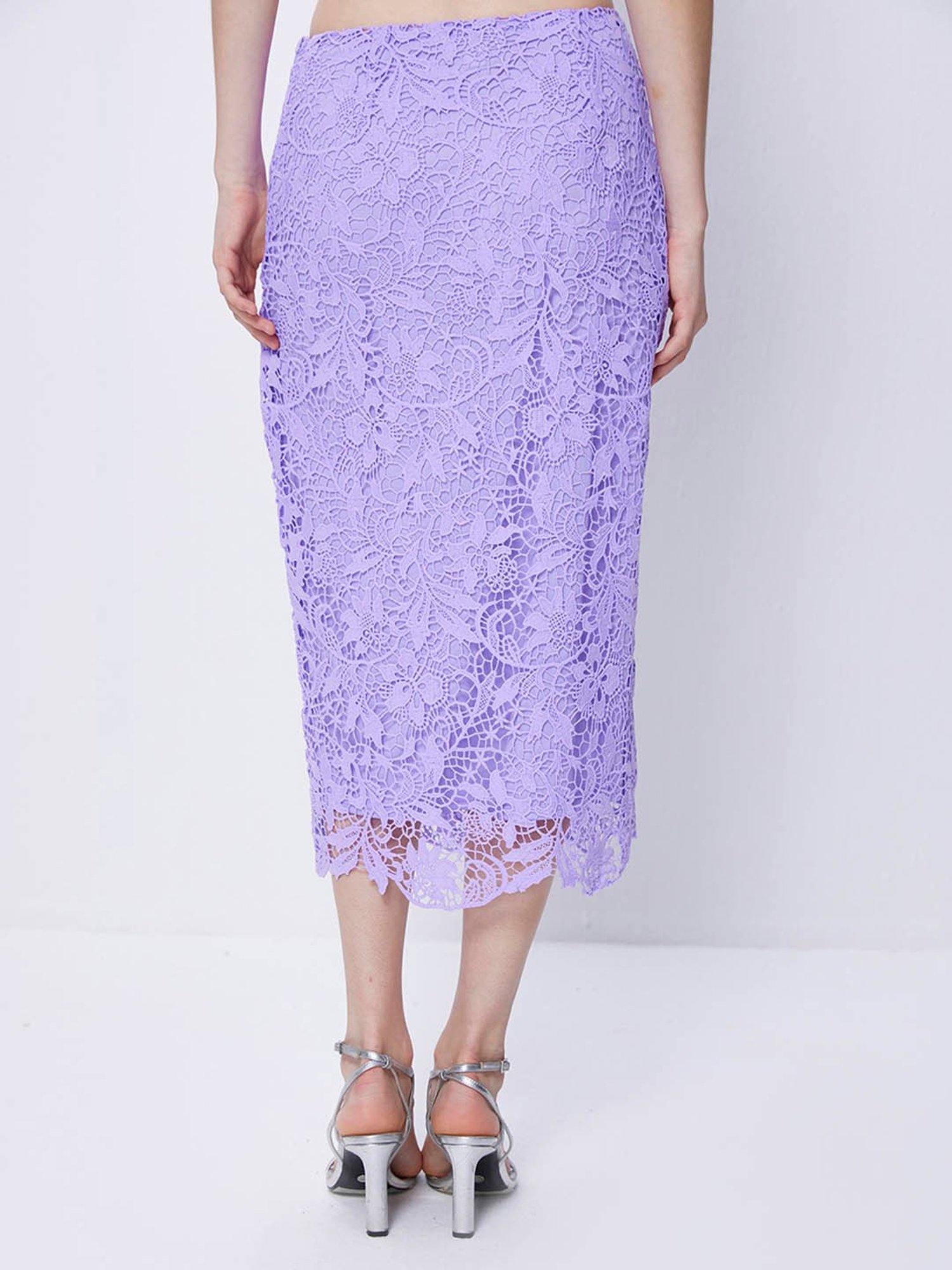 Cover Story Lavender Lace A-Line Midi Skirt