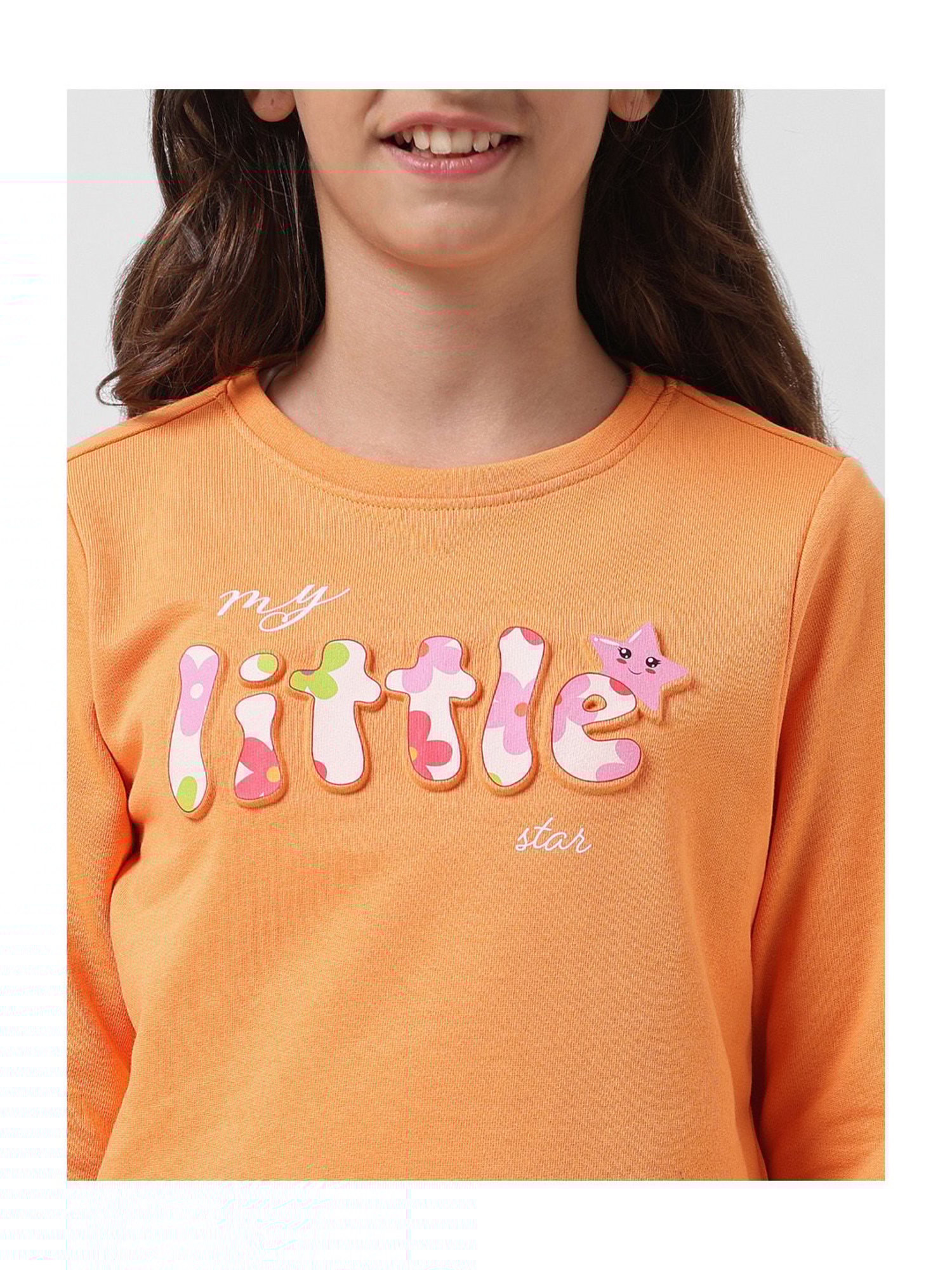 VERO MODA GIRL Orange Printed Full Sleeves Dress