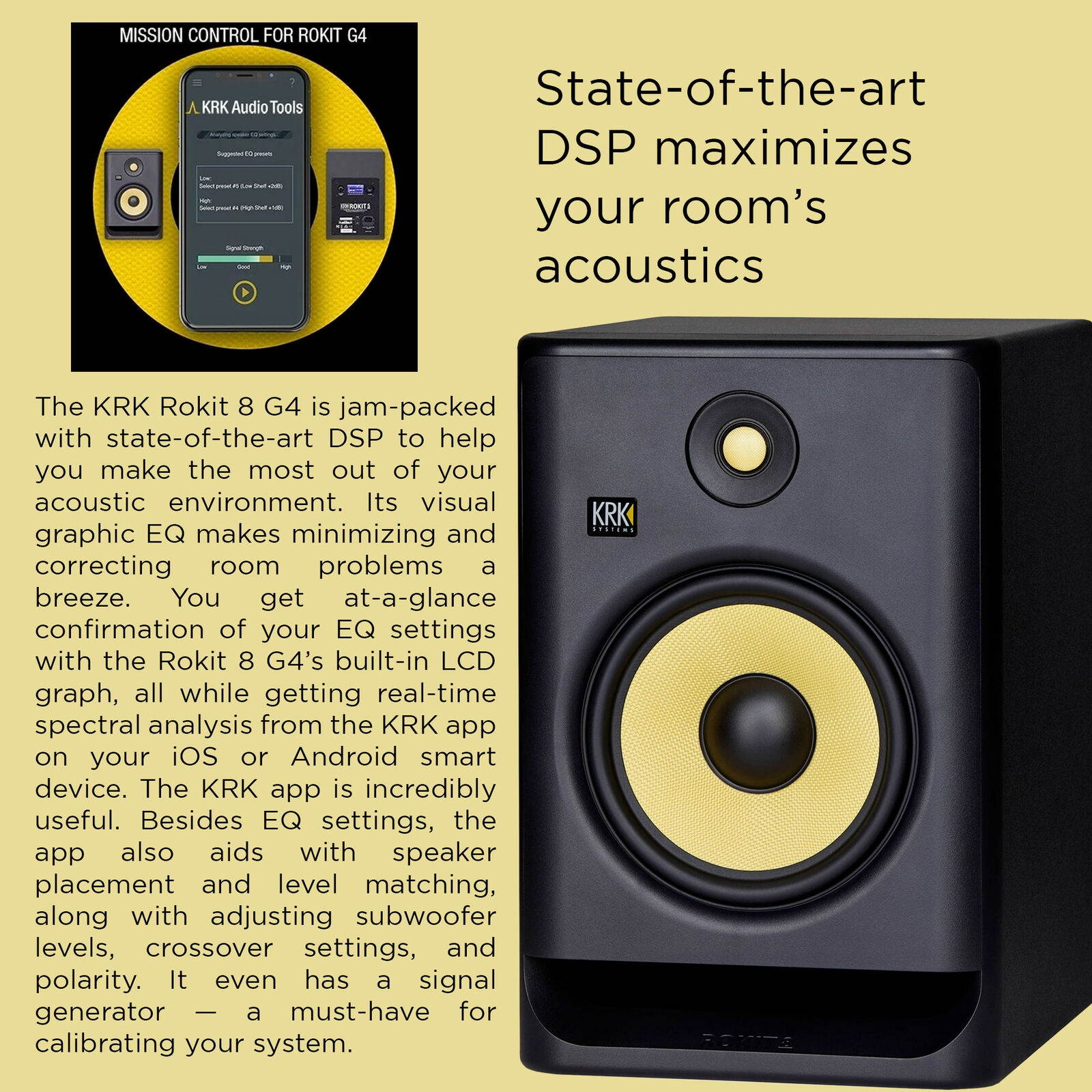 KRK RP8 Rokit 8 G4 Professional Bi-Amp 8" Powered Studio Monitor Pair Kit