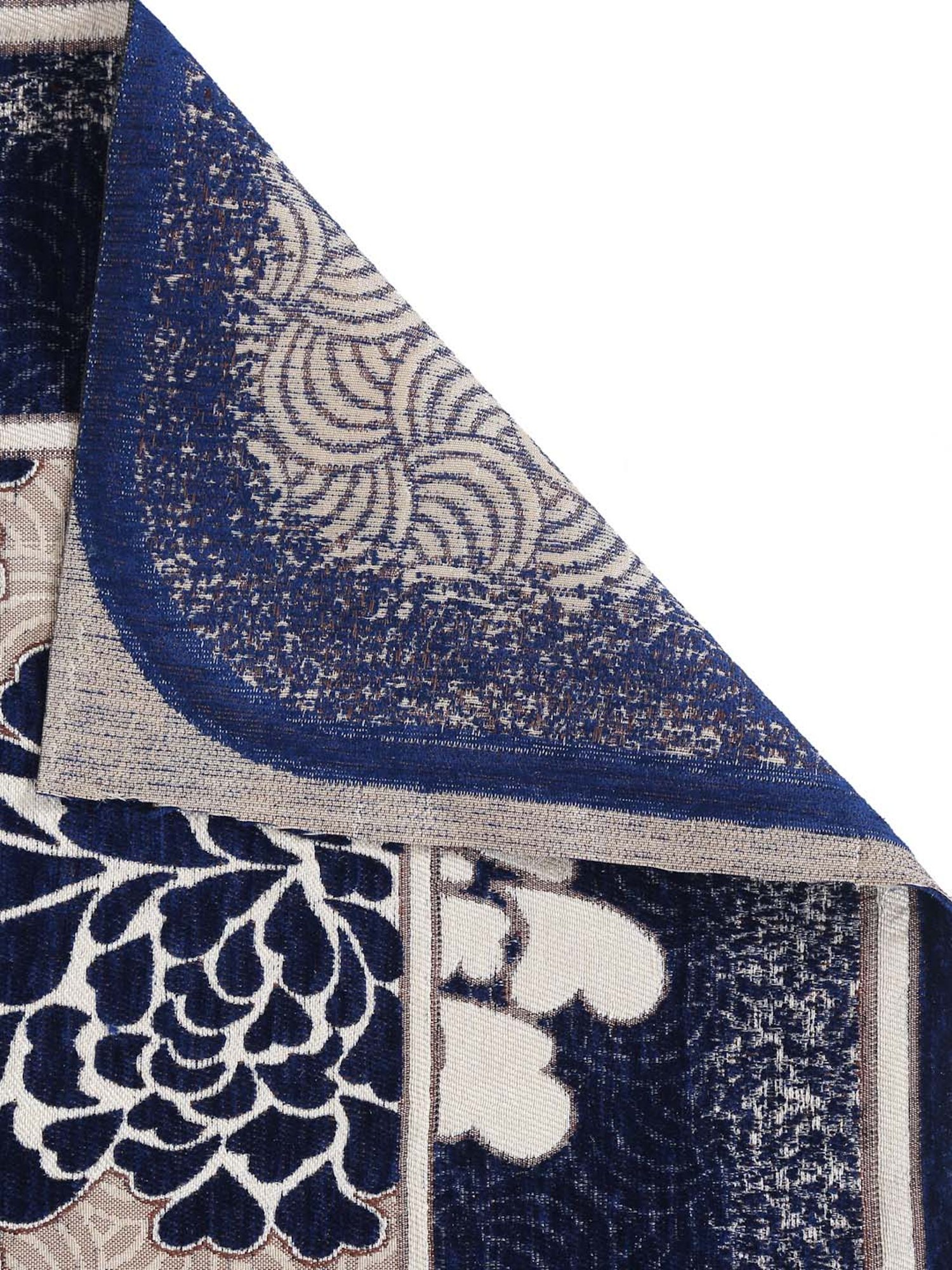 HOSTA HOMES Navy & Beige Velvet 5-Seater Sofa Cover - Set of 10