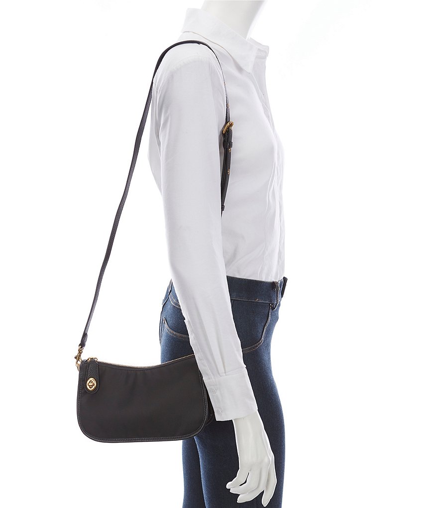 COACH Originals Swinger Nylon and Pebble Leather Shoulder Bag