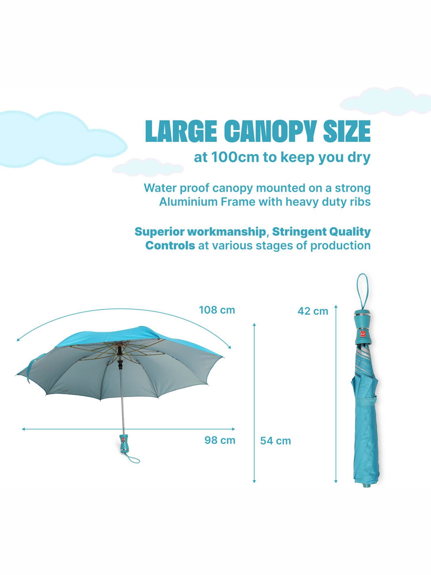 Citizen Blue & Silver Solid Free Size Umbrella