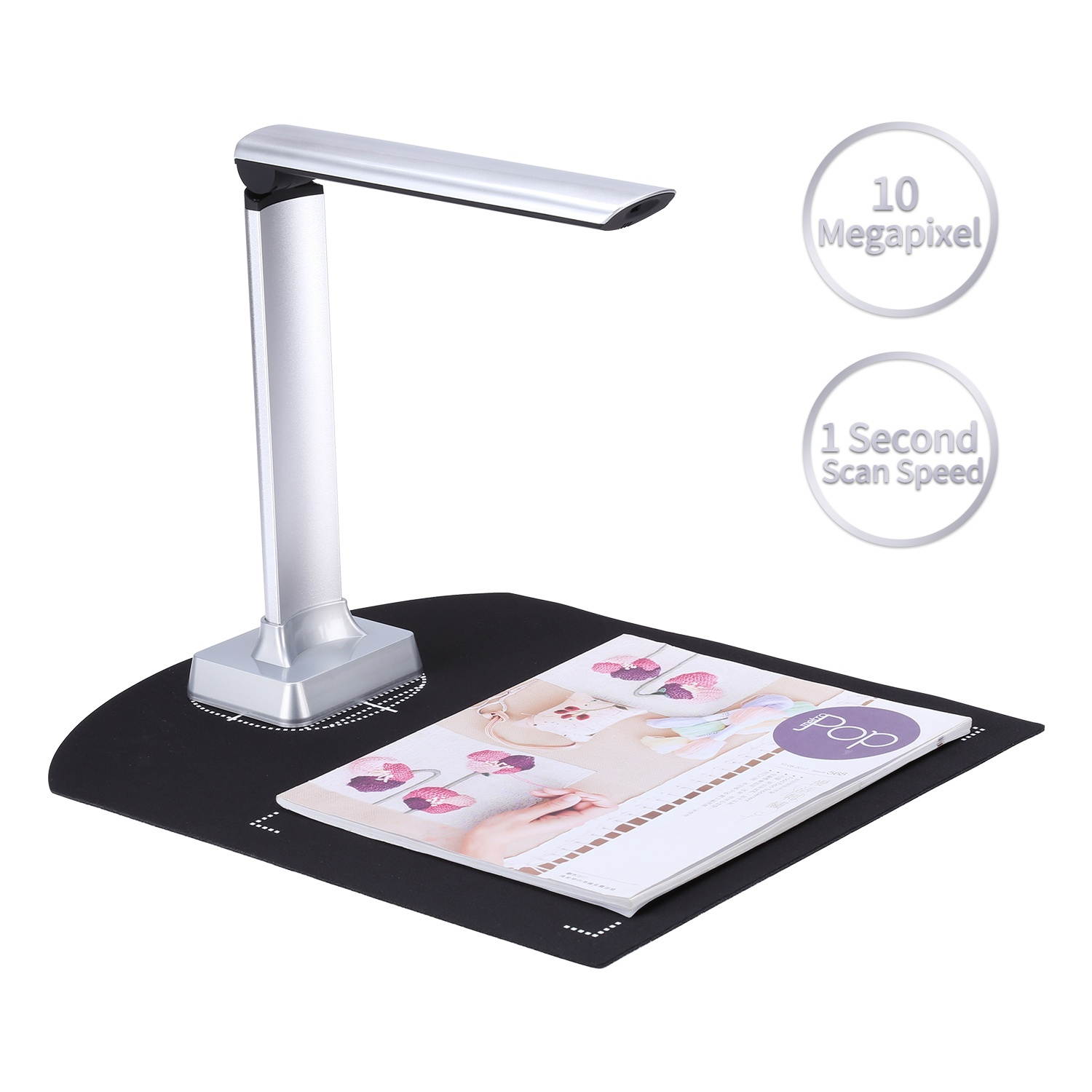 Aibecy BK31 Portable Document Camera Scanner USB 2.0 HD 10 Mega-pixels High Speed Scanner Capture Size A4 Support PDF Format Export with LED Light Compatible with Windows for Office Classroom