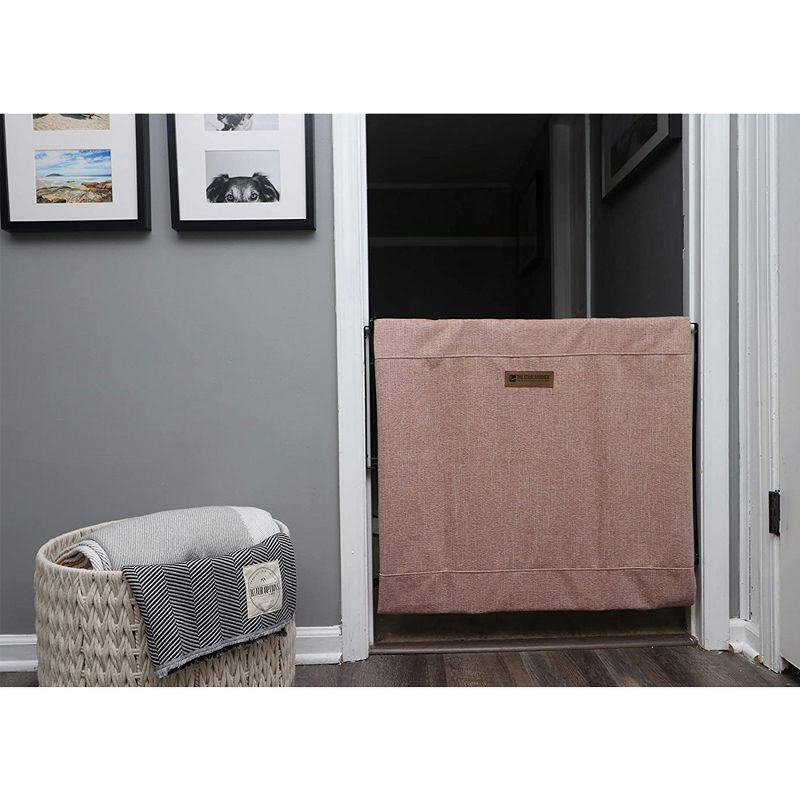 The Stair Barrier Regular Wall to Wall Single Panel Swing Gate with Fabric Slipcover Baby and Pet Safety Gate, 27 to 42.5 Inch, Hamptons Natural