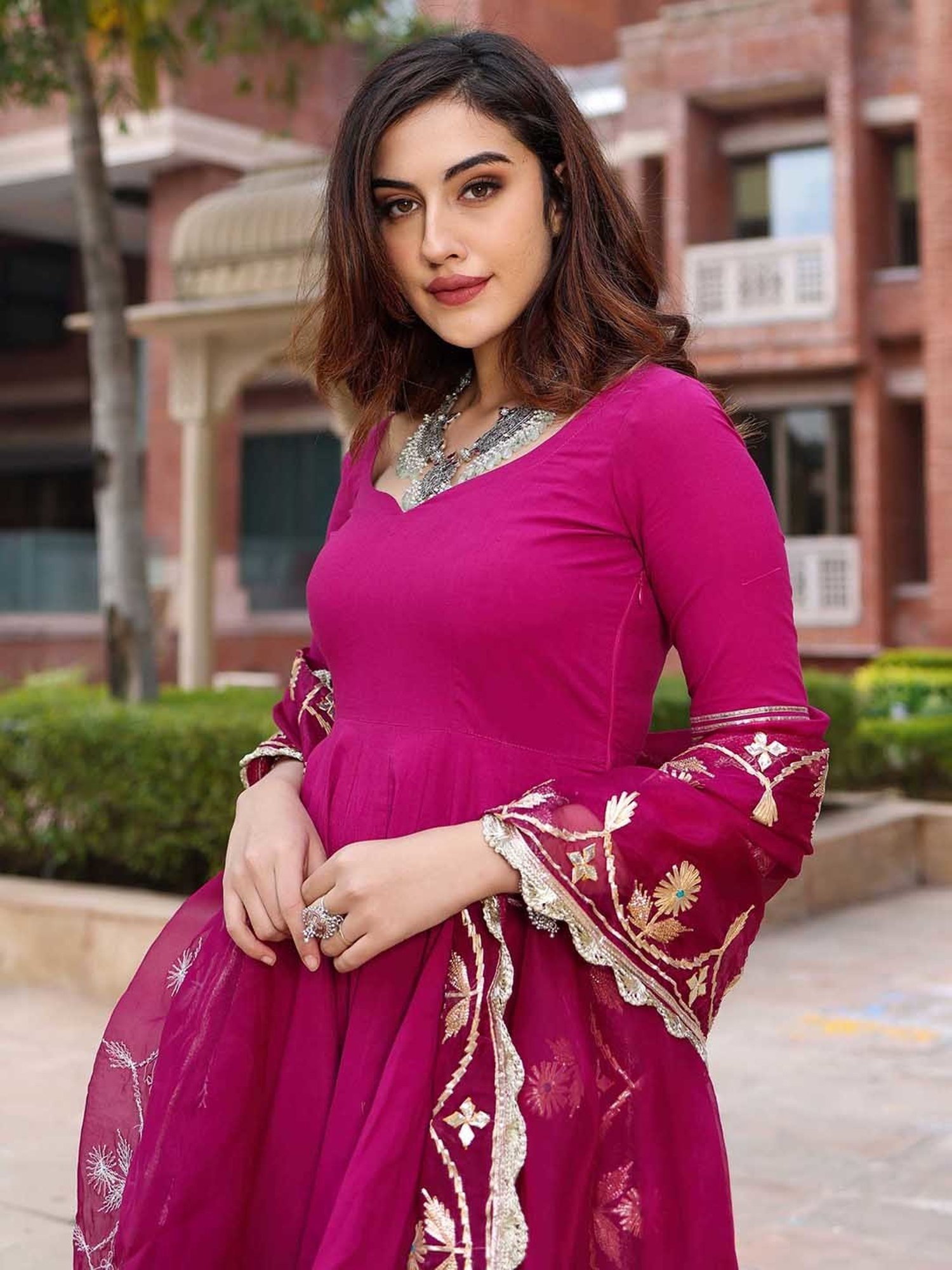 AACHHO Sparkling Purple Gotapatti Suit Set