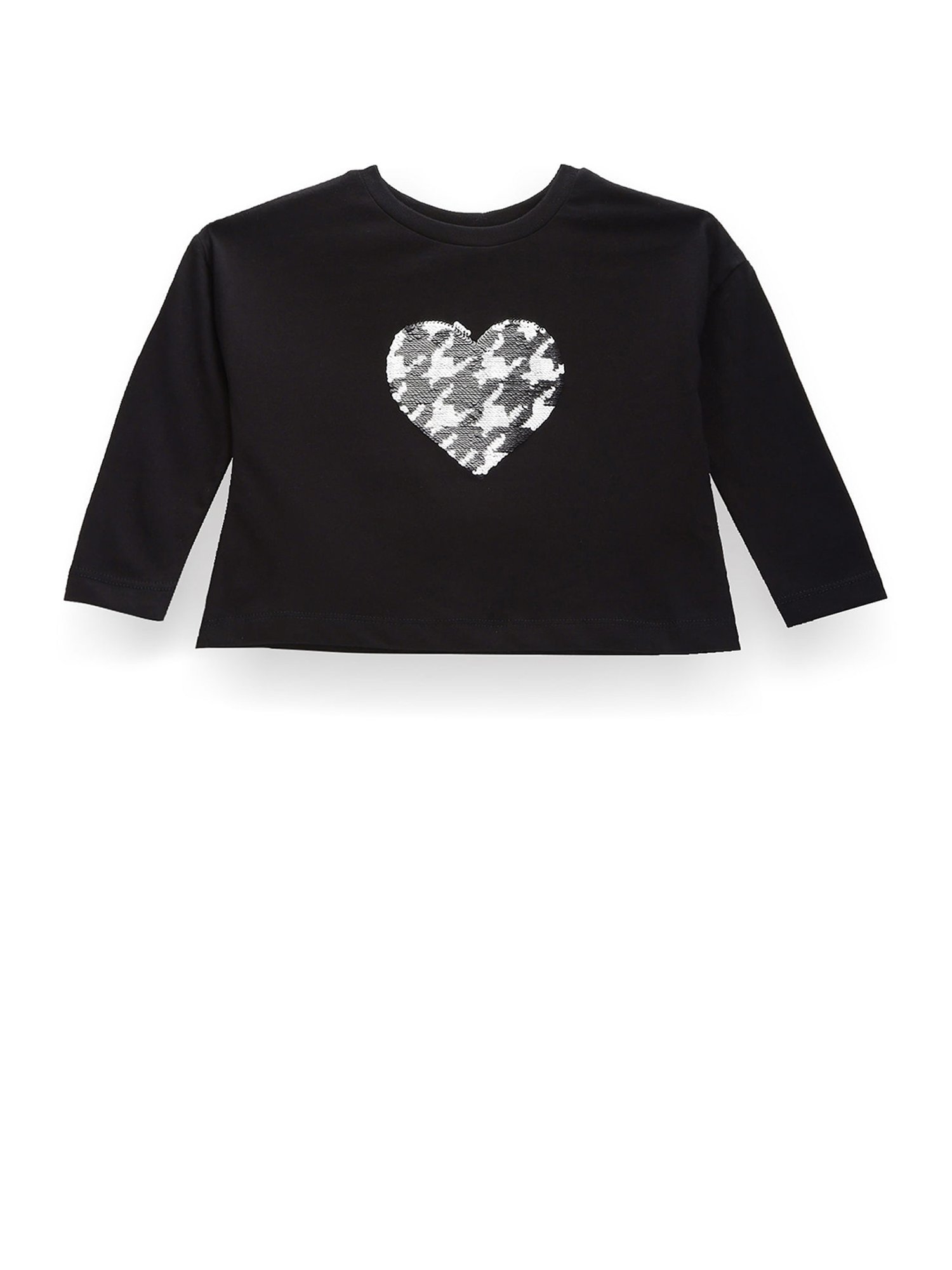 U.S. Polo Assn. Kids Black Flip Sequin Full Sleeves T-Shirt