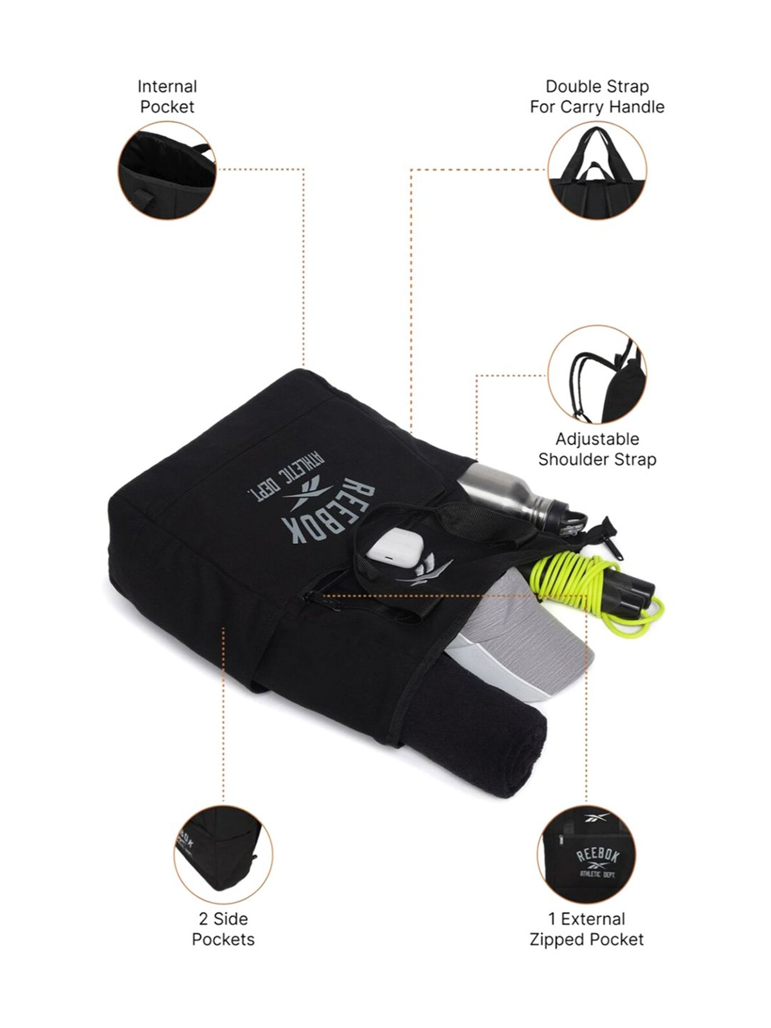 Reebok Black Backpacks - 7 Ltrs