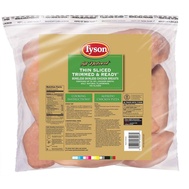 Tyson Thin Sliced Trimmed & Ready Boneless & Skinless Chicken Breast - Frozen - 36oz