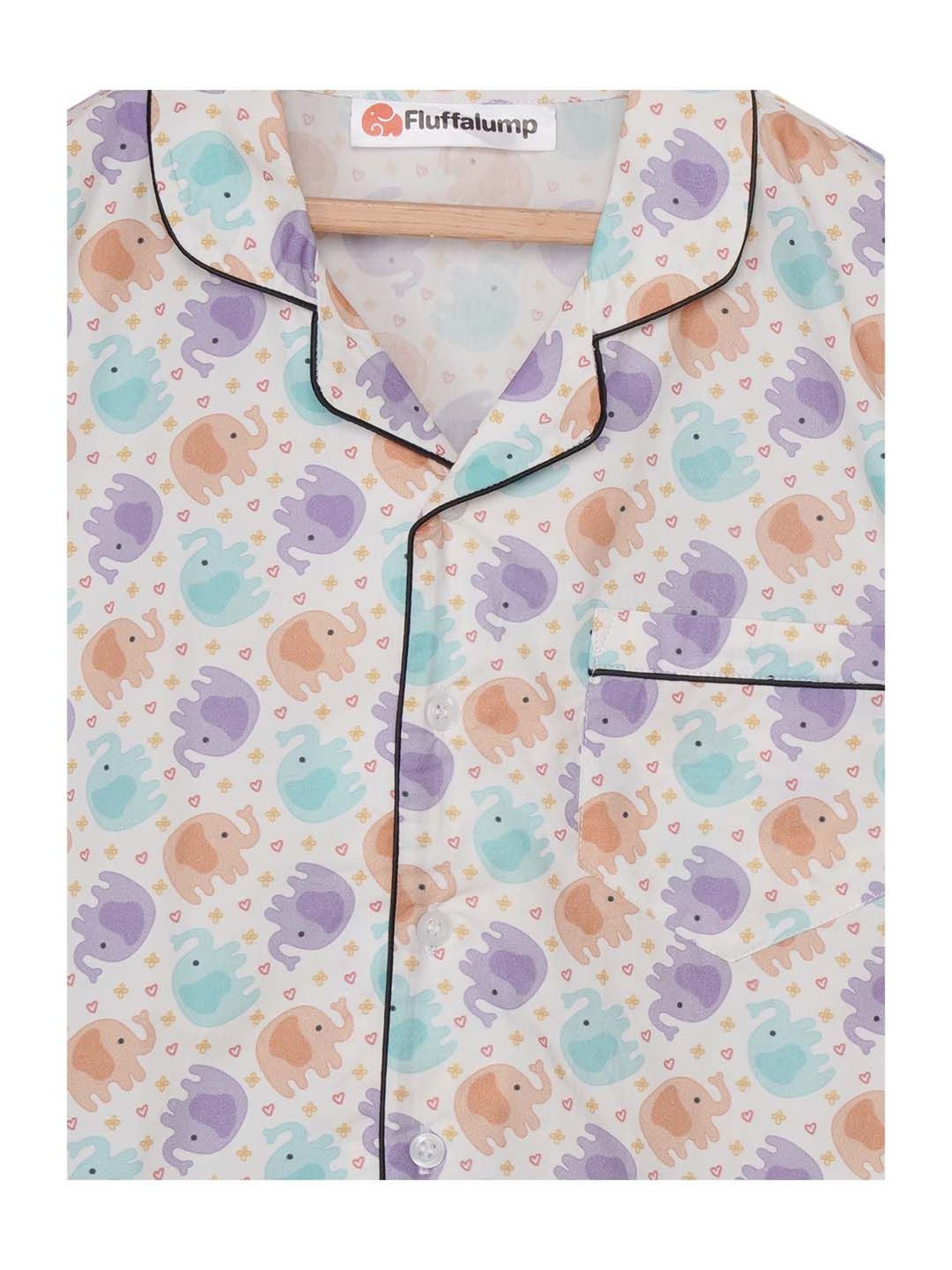 Fluffalump Boys Multicolor Cotton Printed Nightwear Top & Pants Set