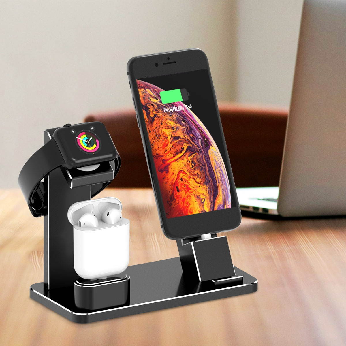 3 in 1 Aluminum Alloy Charging Docking Station Phone Holder Watch Holder for iPhone Apple Watch Apple AirPods