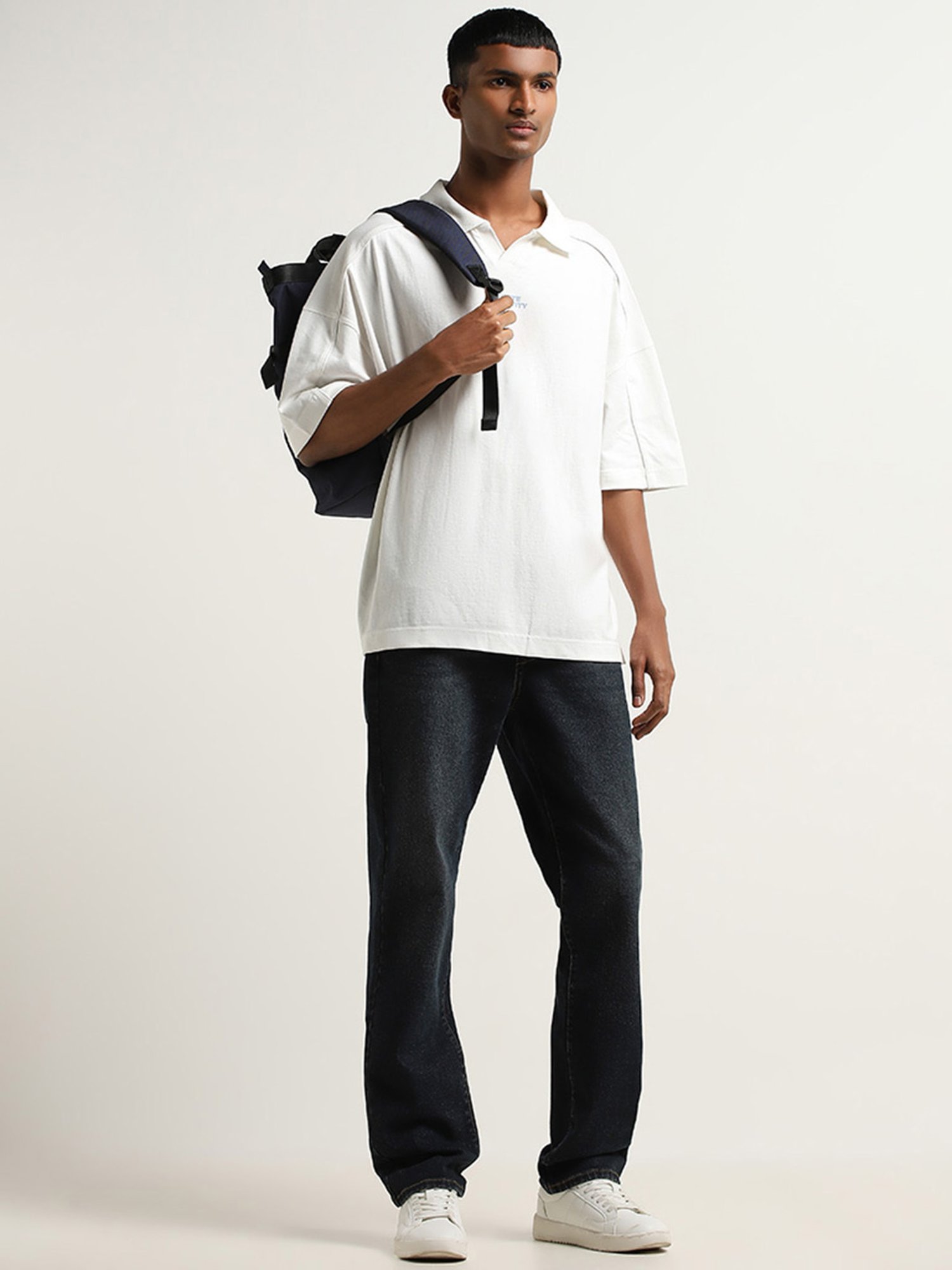 Nuon by Westside White Typographic Print Relaxed-Fit Cotton T-Shirt