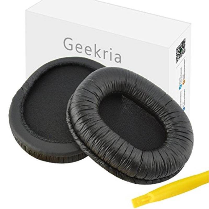 Geekria QuickFit Protein Leather Ear Pads for SONY MDR-7506, MDR-V6, MDR-CD900ST Headphones Replacement Earpads / Ear Cushion / Ear Cups, Headset Ear Cover Repair Parts (Black)