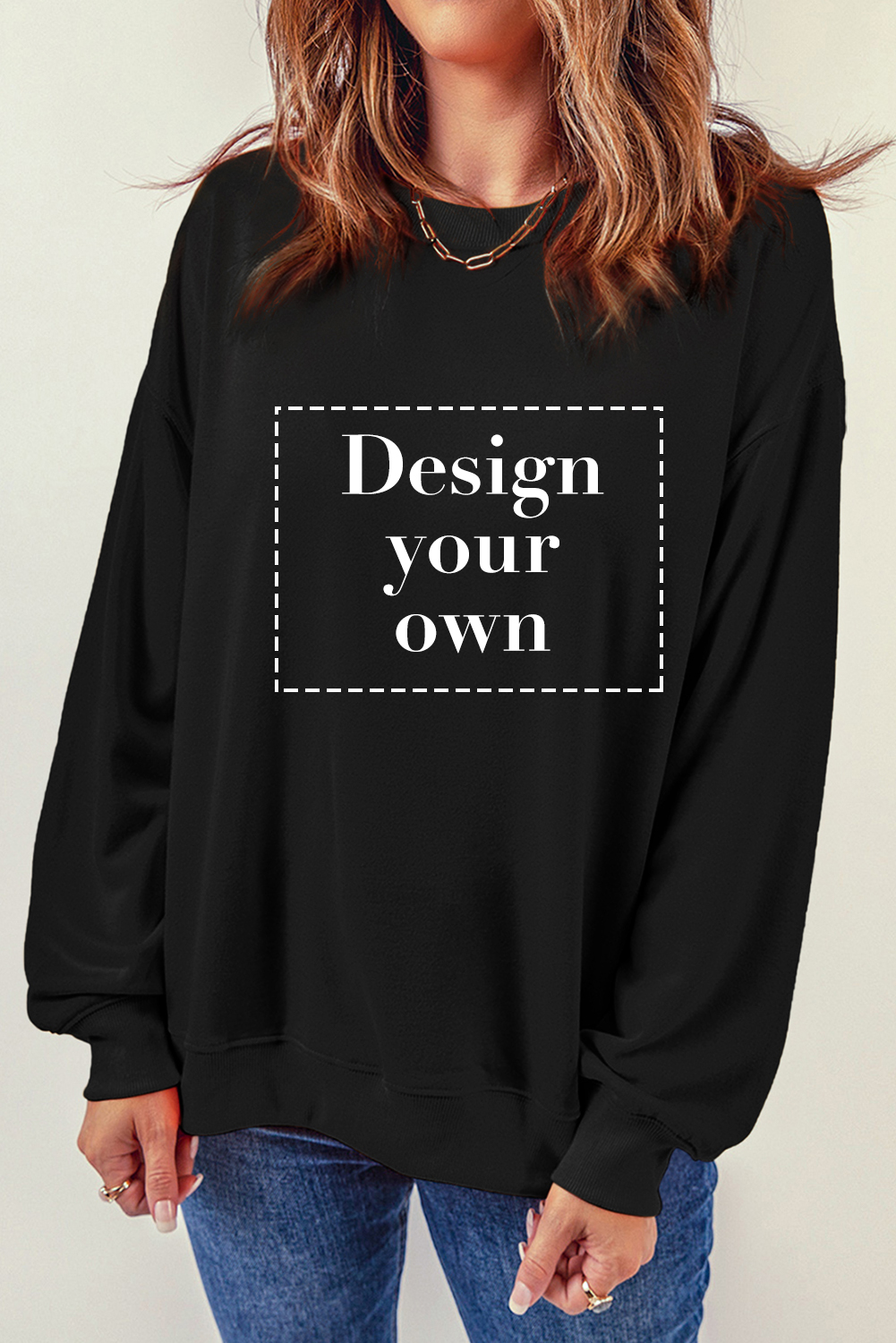 Blank Sweatshirt - Black Plaid Leopard Print Patchwork Long Sleeve Top Customized