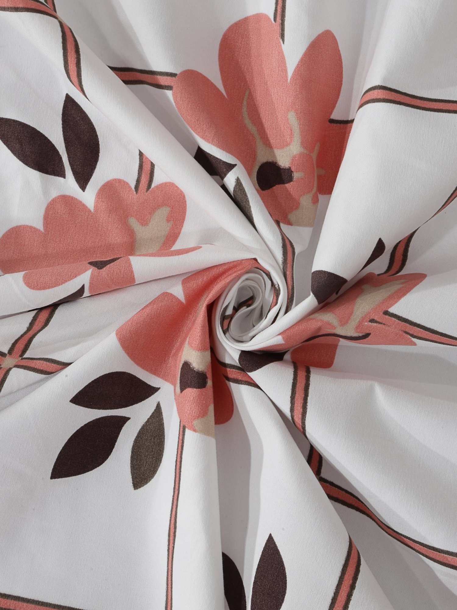 Klotthe Floral Peach 300 TC Cotton Blend Single Bed Sheet with Pillow Cover