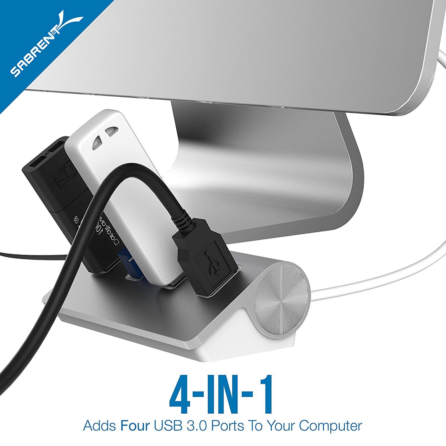 USB 3.0 HUB, Best 4 Port Aluminum USB 3.0 Hub (30" cable),compatible USB 3.0/2.0/1.1,Speeds up to 5Gbps for iMac, MacBook, MacBook Pro, MacBook Air, Mac Mini, or any PC - Silver