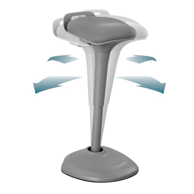 Living Essentials Forte Home Office Work Standing Sitting Desk Adult Adjustable Height 360 Degree Swivel Rocking Wobble Padded Stool Chair, Gray