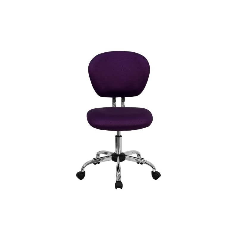 Mid-Back Purple Mesh Padded Swivel Task Office Chair with Chrome Base