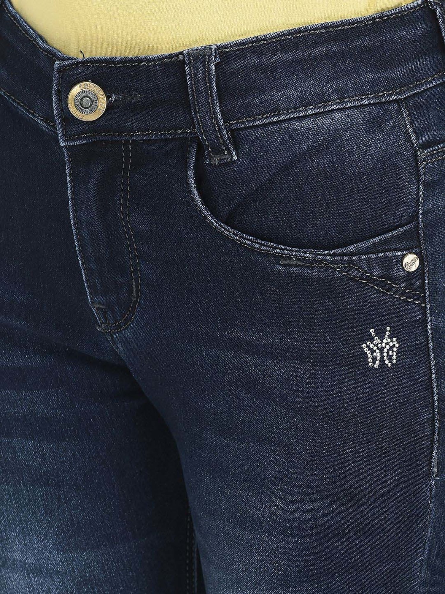 Crimsoune Club Girls Blue Embellished Jeans