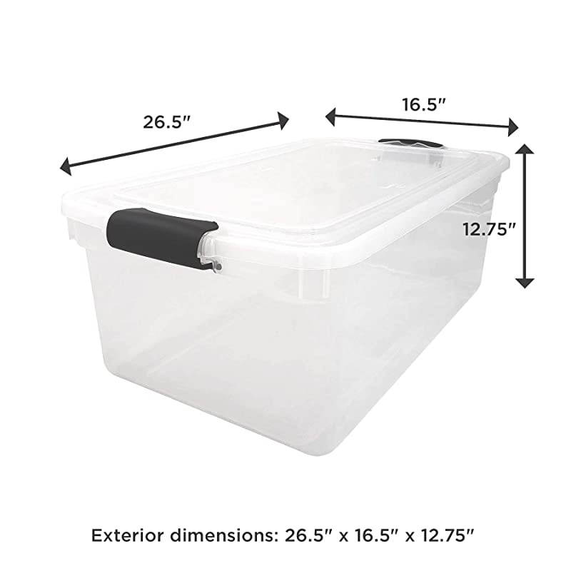 3442CLGRDC02 Clear Storage Container with Lid 66 Quart Grey 2 Count