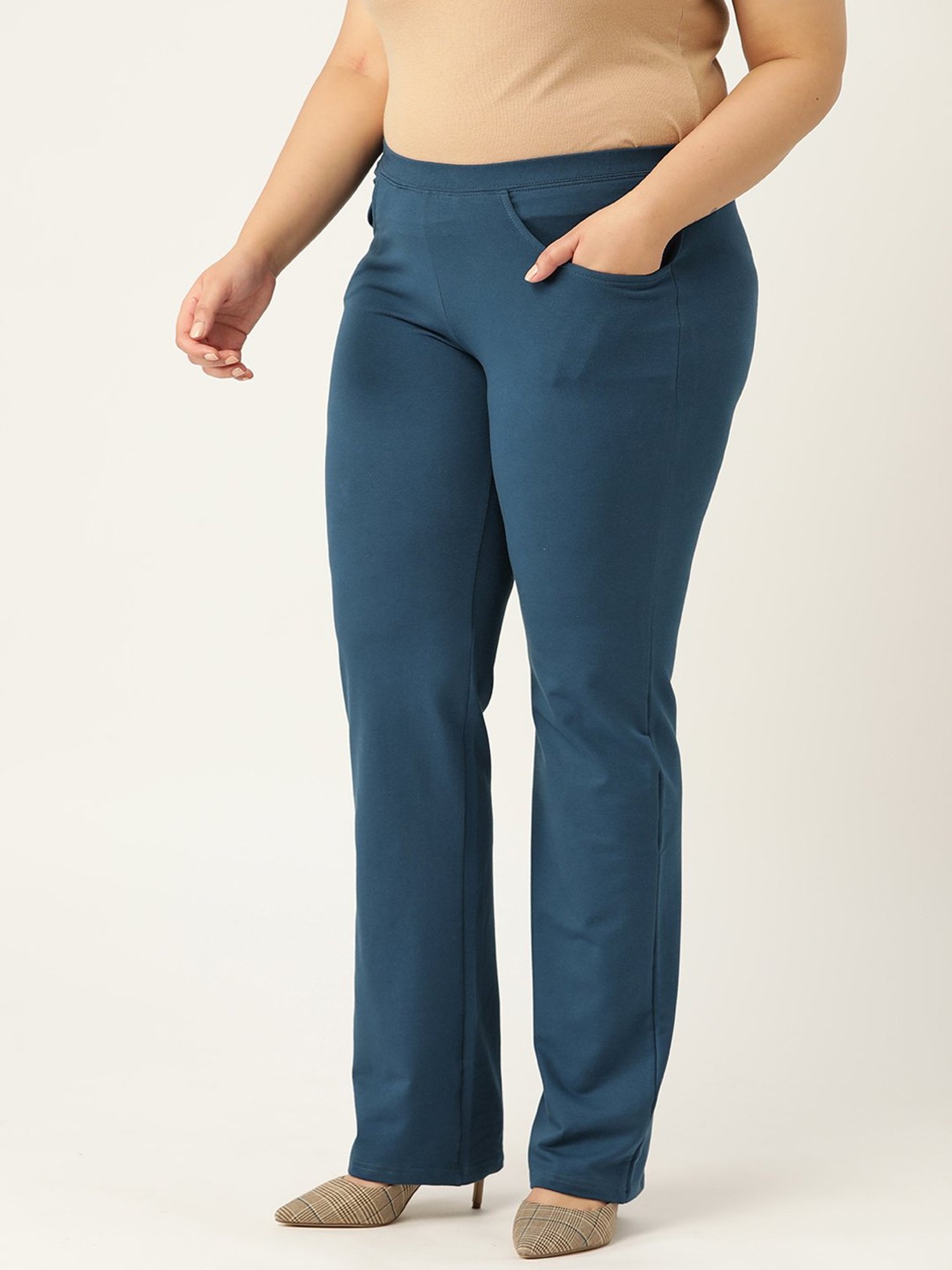 theRebelinme Blue Cotton Regular Fit Pants