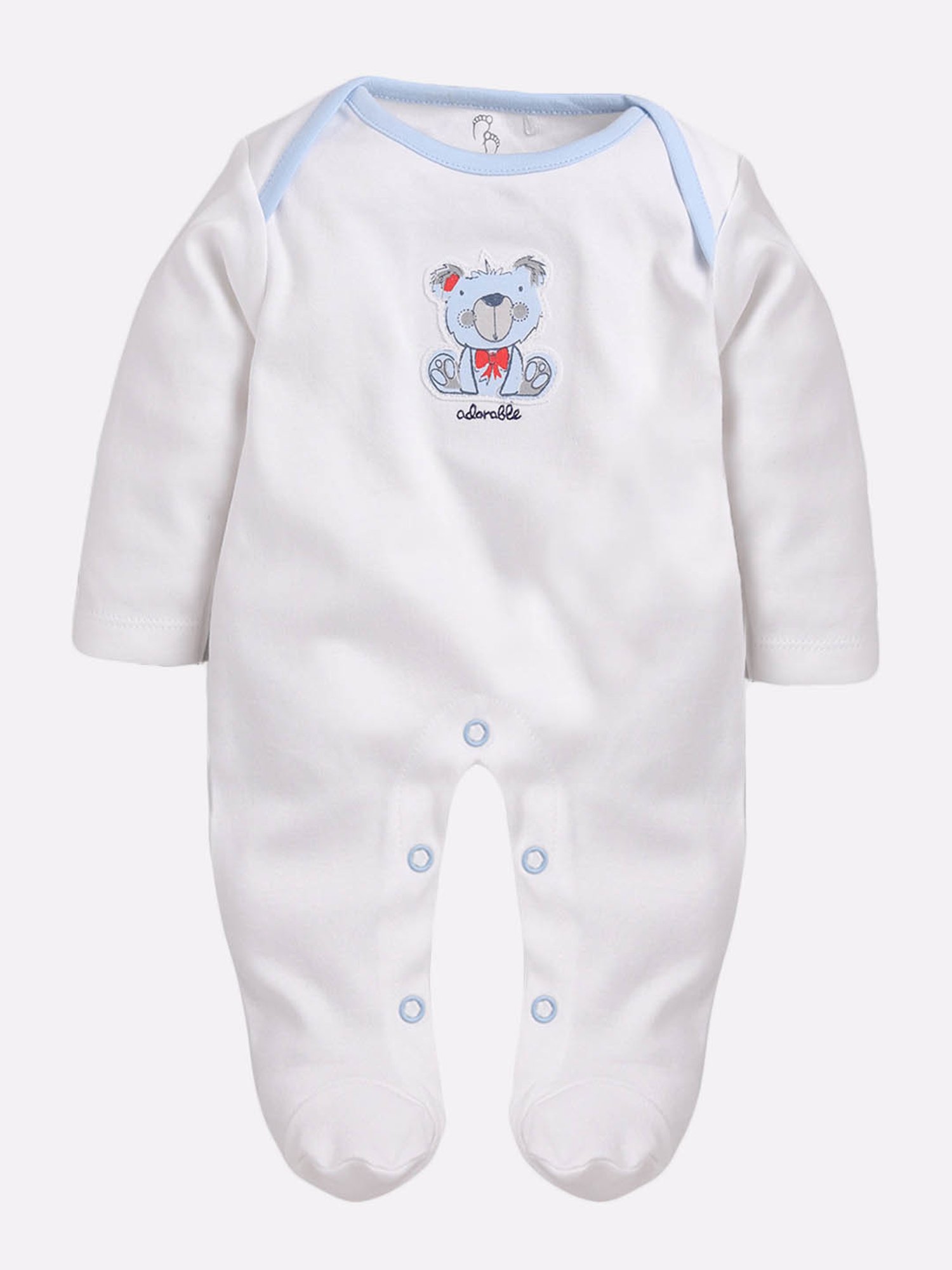 Baby Go Kids White & Blue Printed Rompers (Pack Of 2)