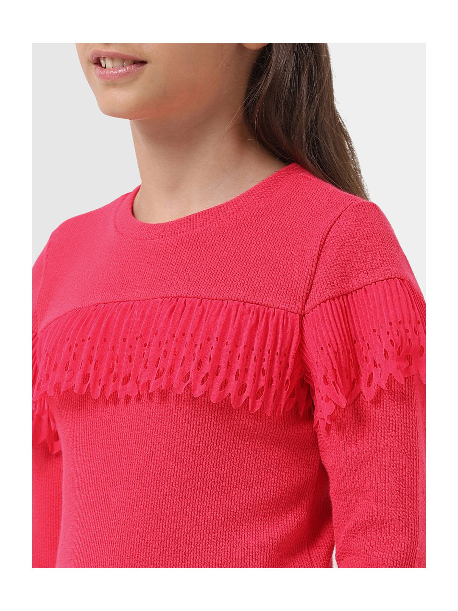 VERO MODA GIRL Pink Solid Full Sleeves Top