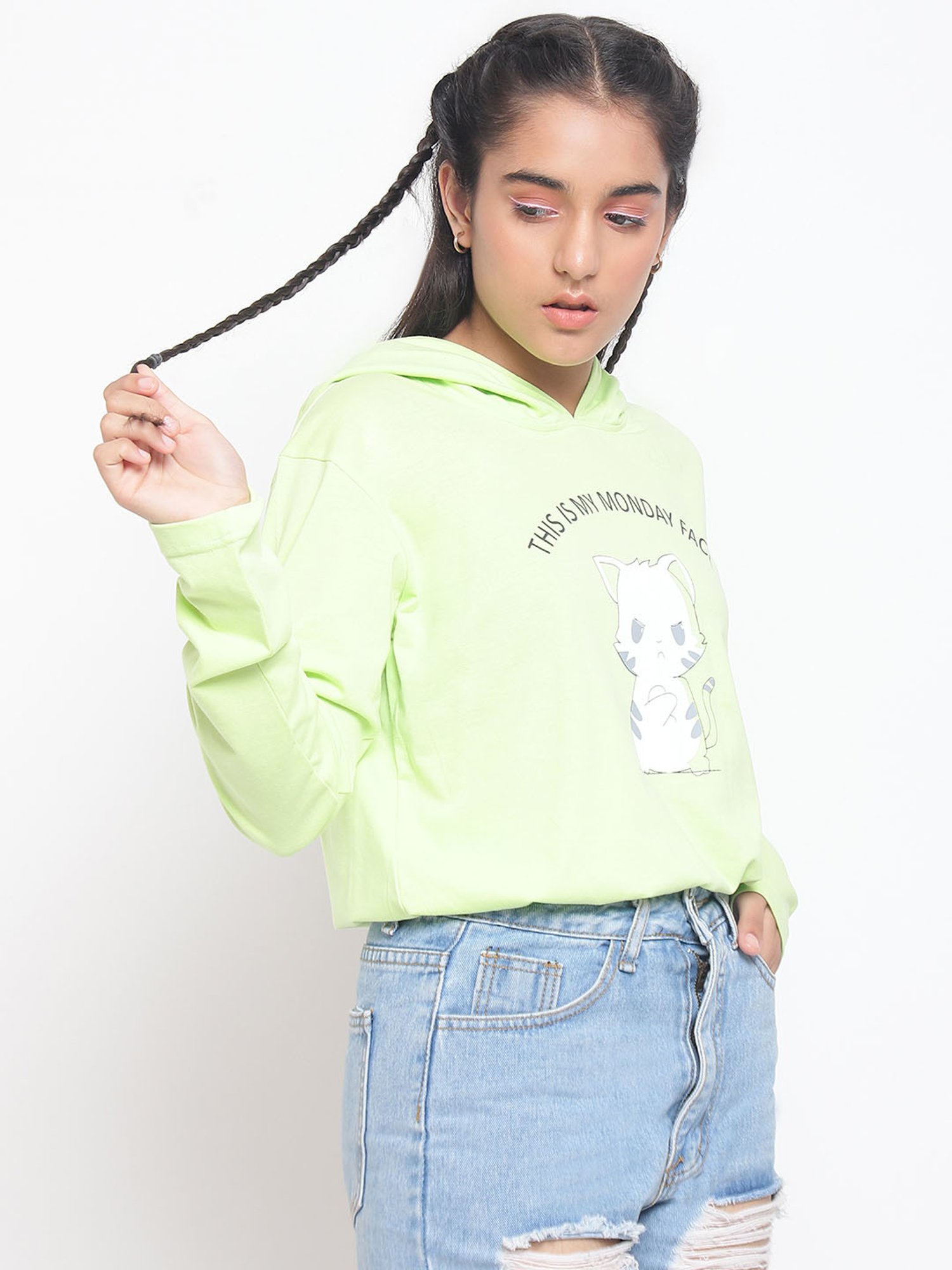 Lil Tomatoes Kids Green Printed Full Sleeves Top