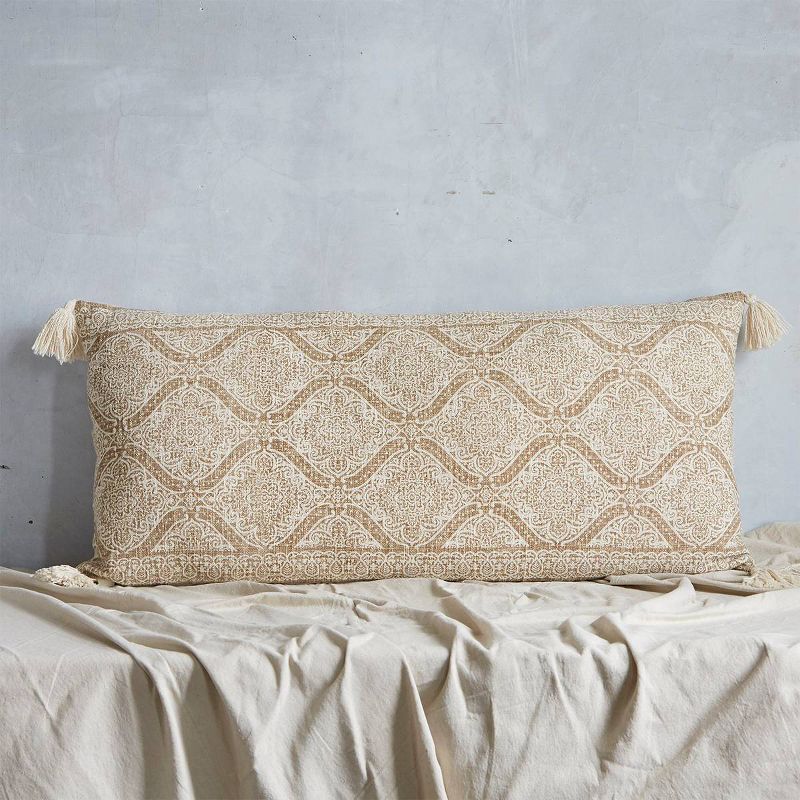 20"x44" Oversize Geo Lumbar Throw Pillow Taupe - Patina Vie