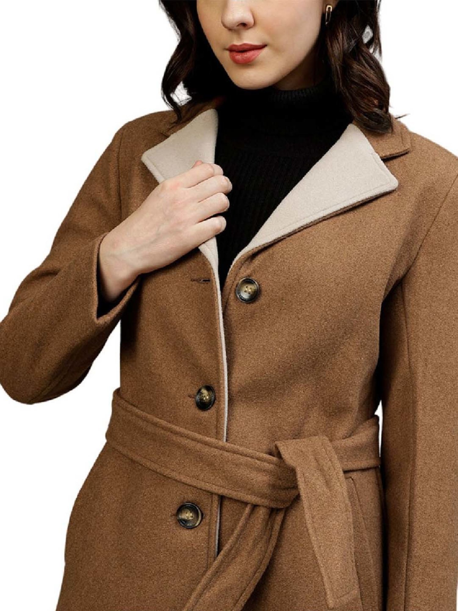 Elle Brown Relaxed Fit Formal Coat