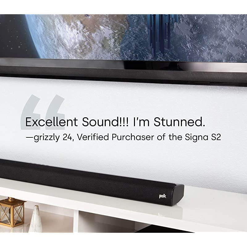 Signa S2 UltraSlim TV Sound Bar | Works with 4K amp HD TVs | Wireless Subwoofer | Includes HDMI amp Optical Cables | Bluetooth Enabled Black